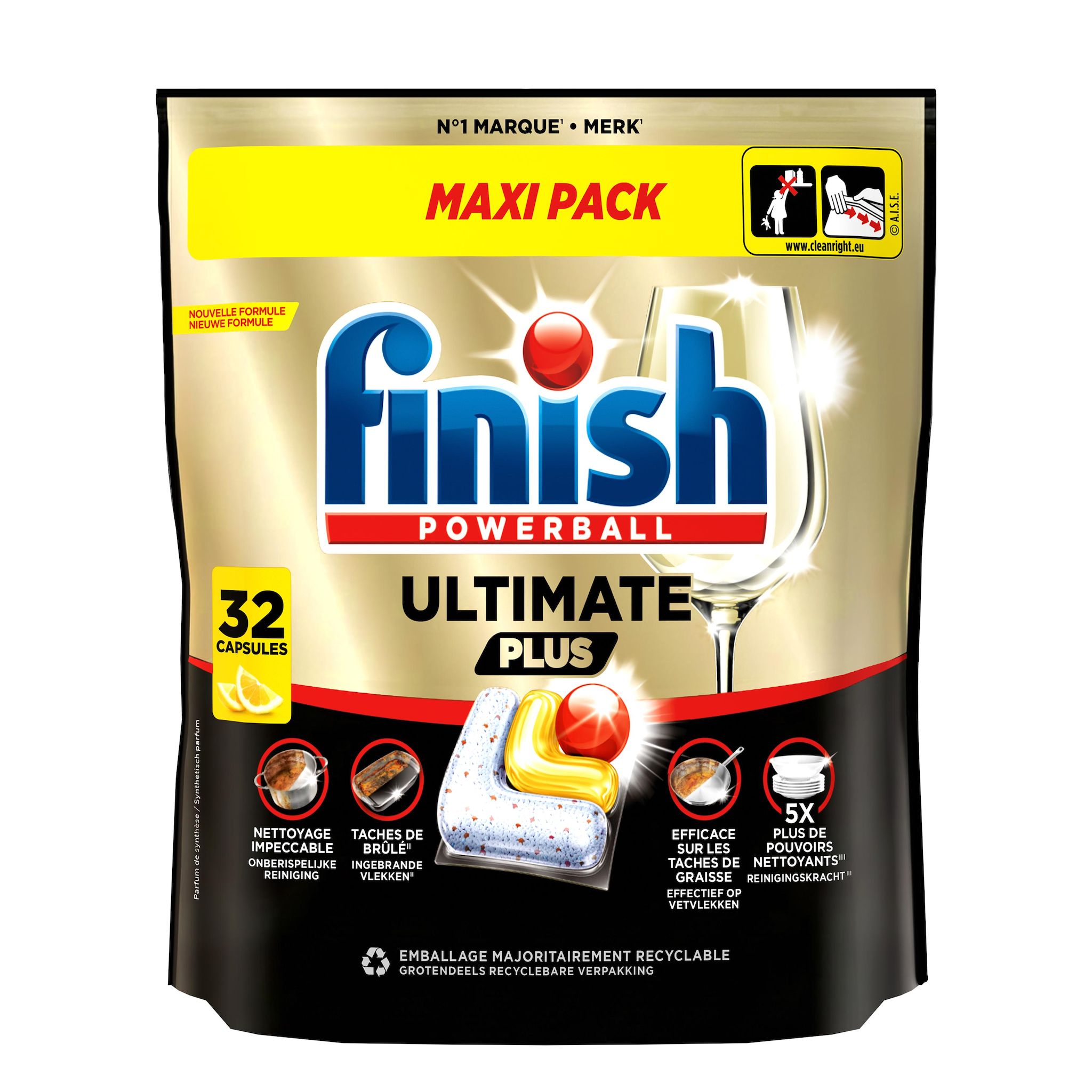 FINISH Capsules lave-vaisselle tout en 1 citron 32 capsules
