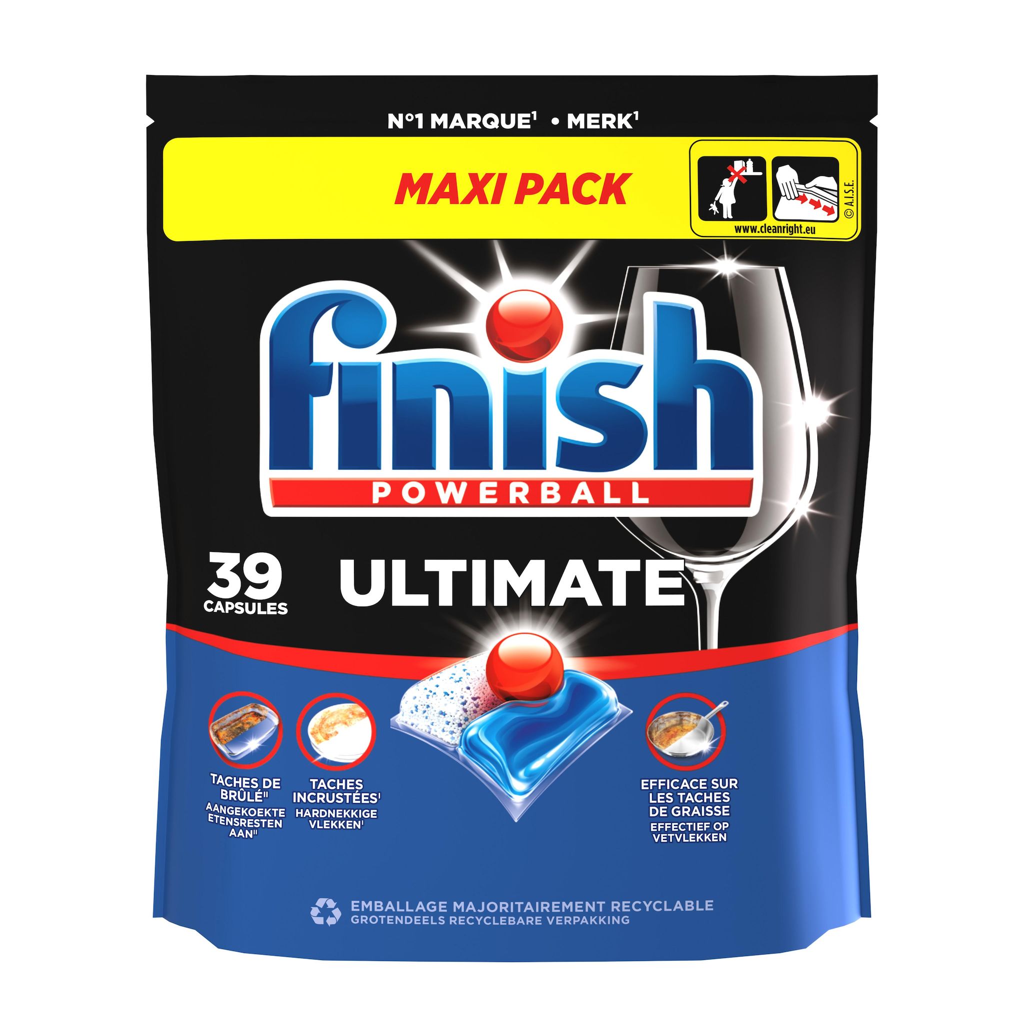 FINISH Ultimate capsules lave-vaisselle brillance 39 capsules