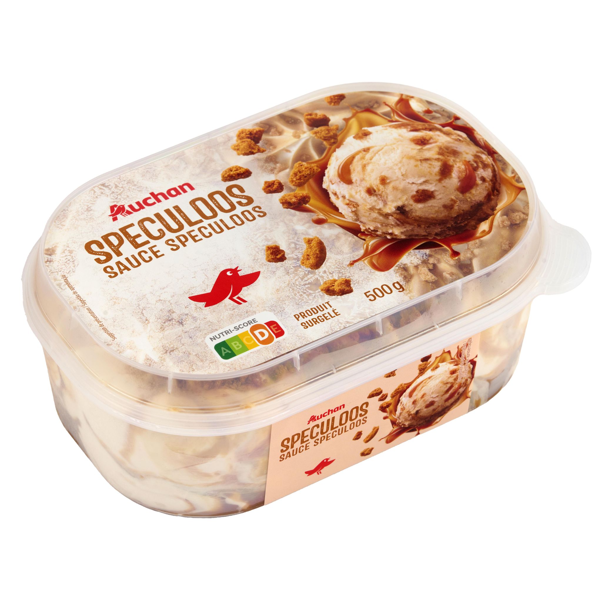 Voir la diapositive 2 : AUCHAN Crème glacée au spéculoos 500g