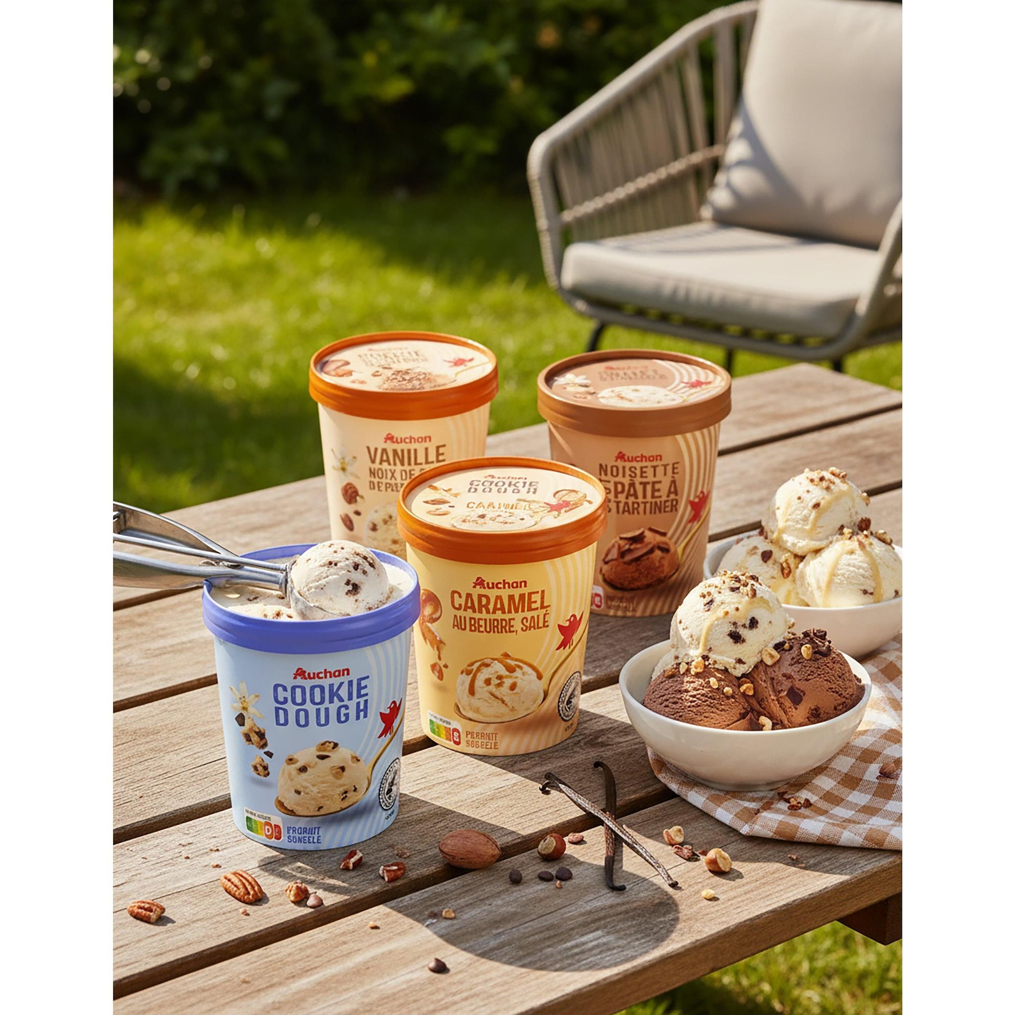 Voir la diapositive 3 : AUCHAN Pot de crème glacée cookie dough 407g