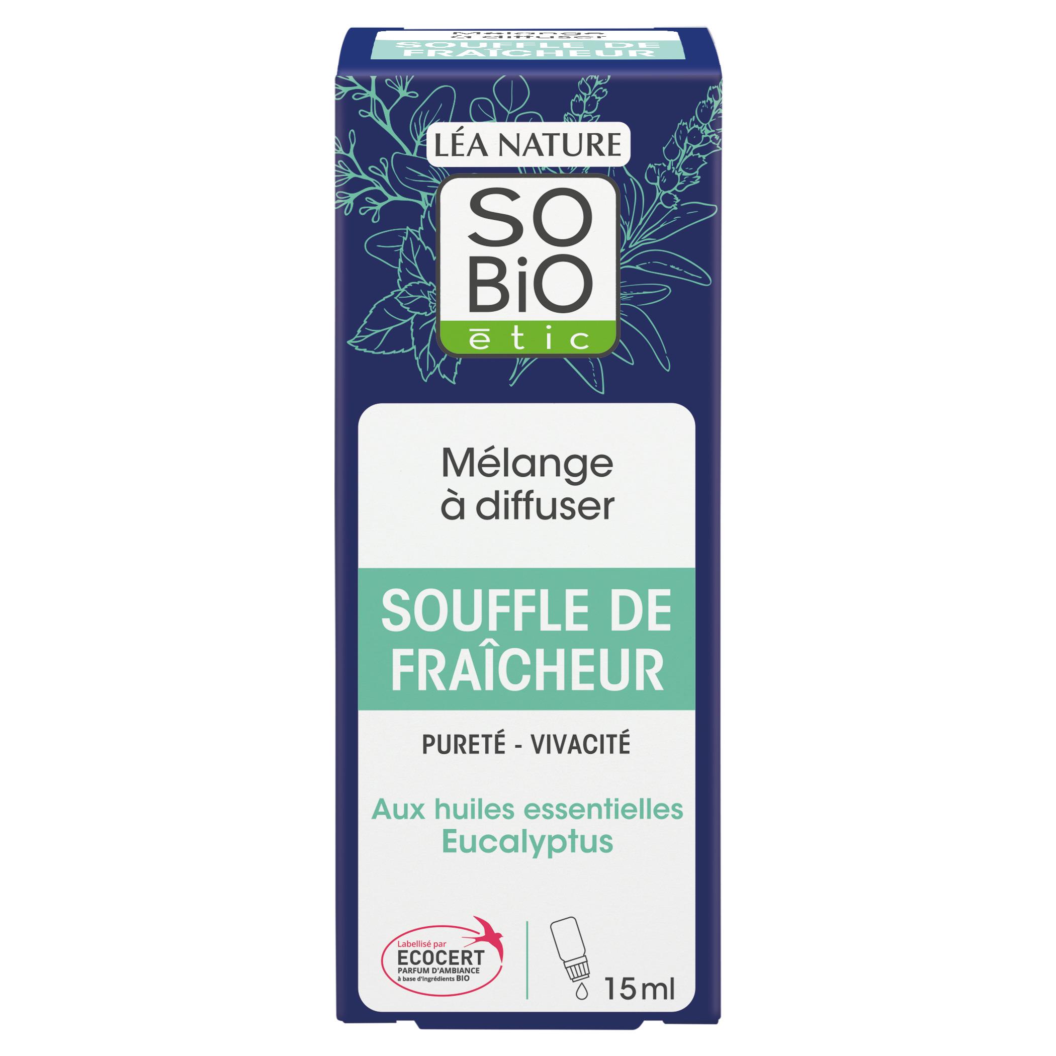 SO BIO ETIC Mélange à diffuser souffle de fraîcheur aux huiles essentielles d'Eucalyptus 15ml