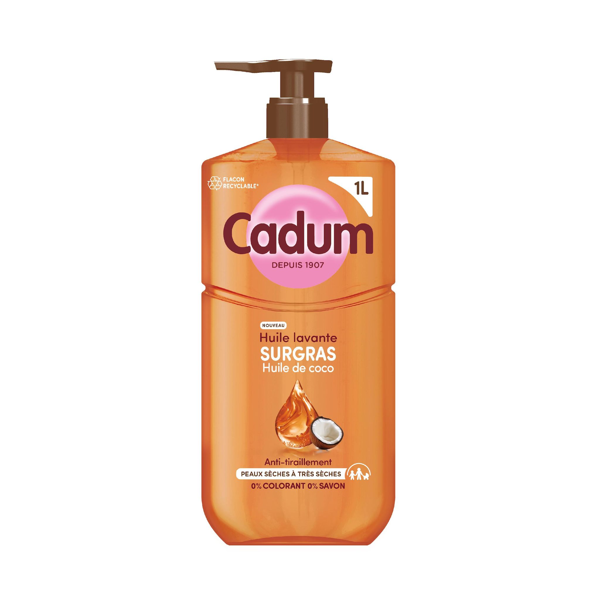 CADUM Huile de douche surgras à l'huile de coco 1l