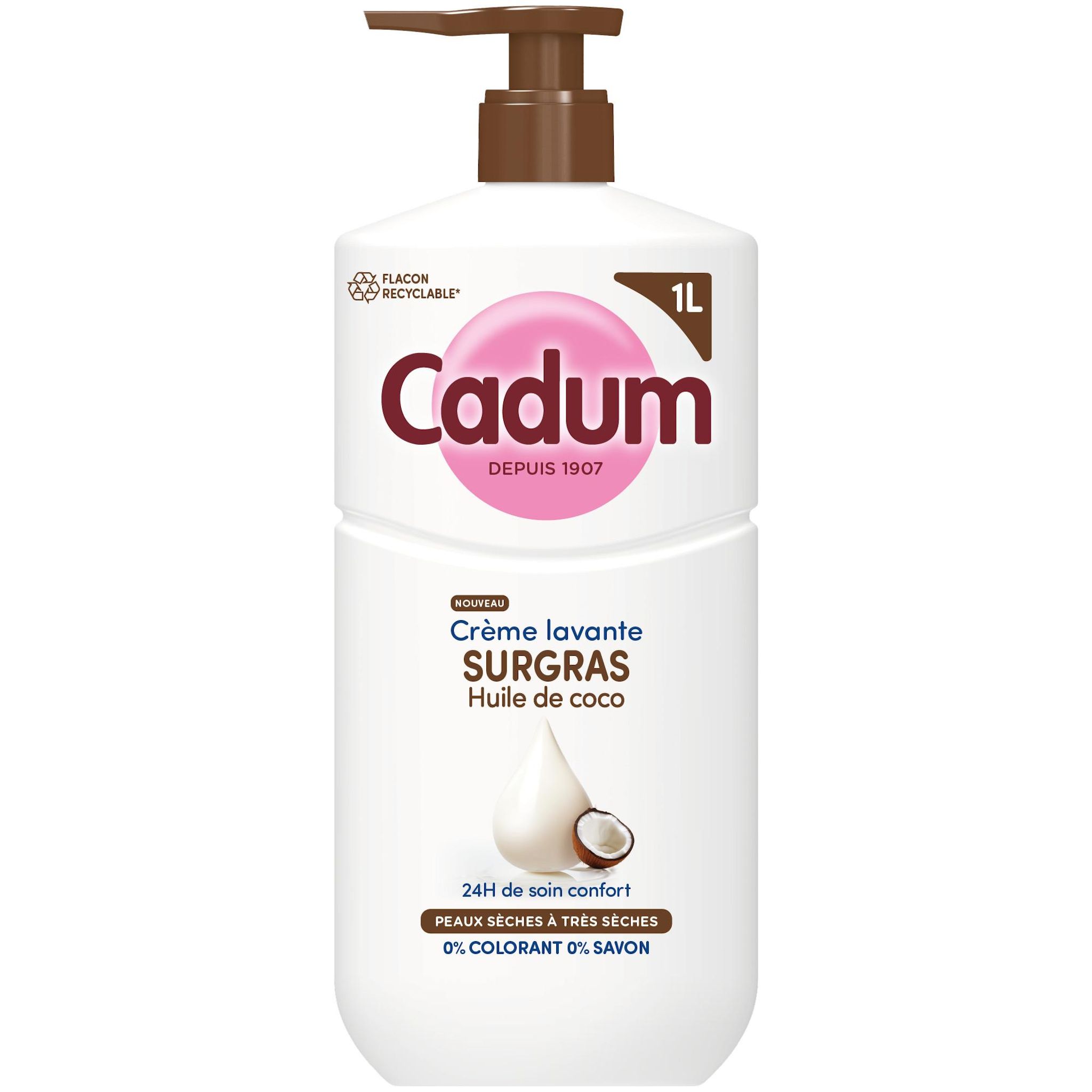 CADUM Crème lavante surgras à l'huile de coco 1000ml