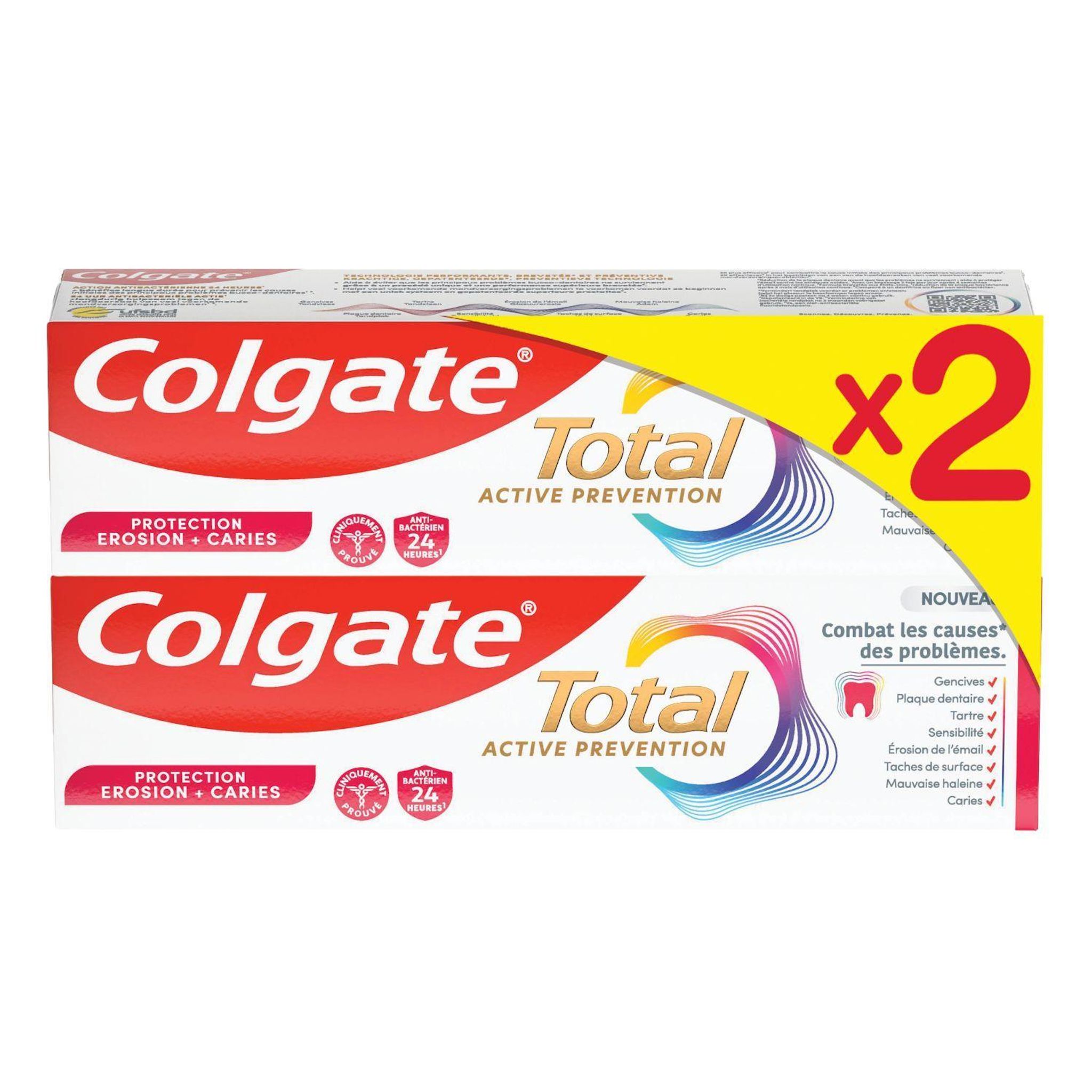 COLGATE Total dentifrice active prévention caries 2x75ml