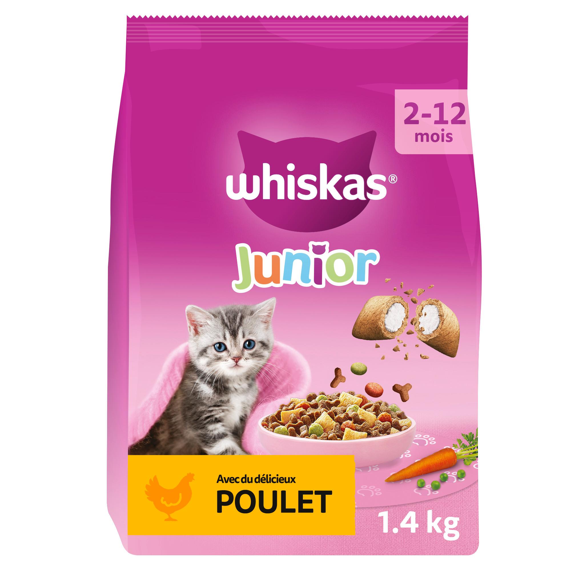 Voir la diapositive 2 : WHISKAS Junior Croquettes au poulet pour chatons 1.4kg