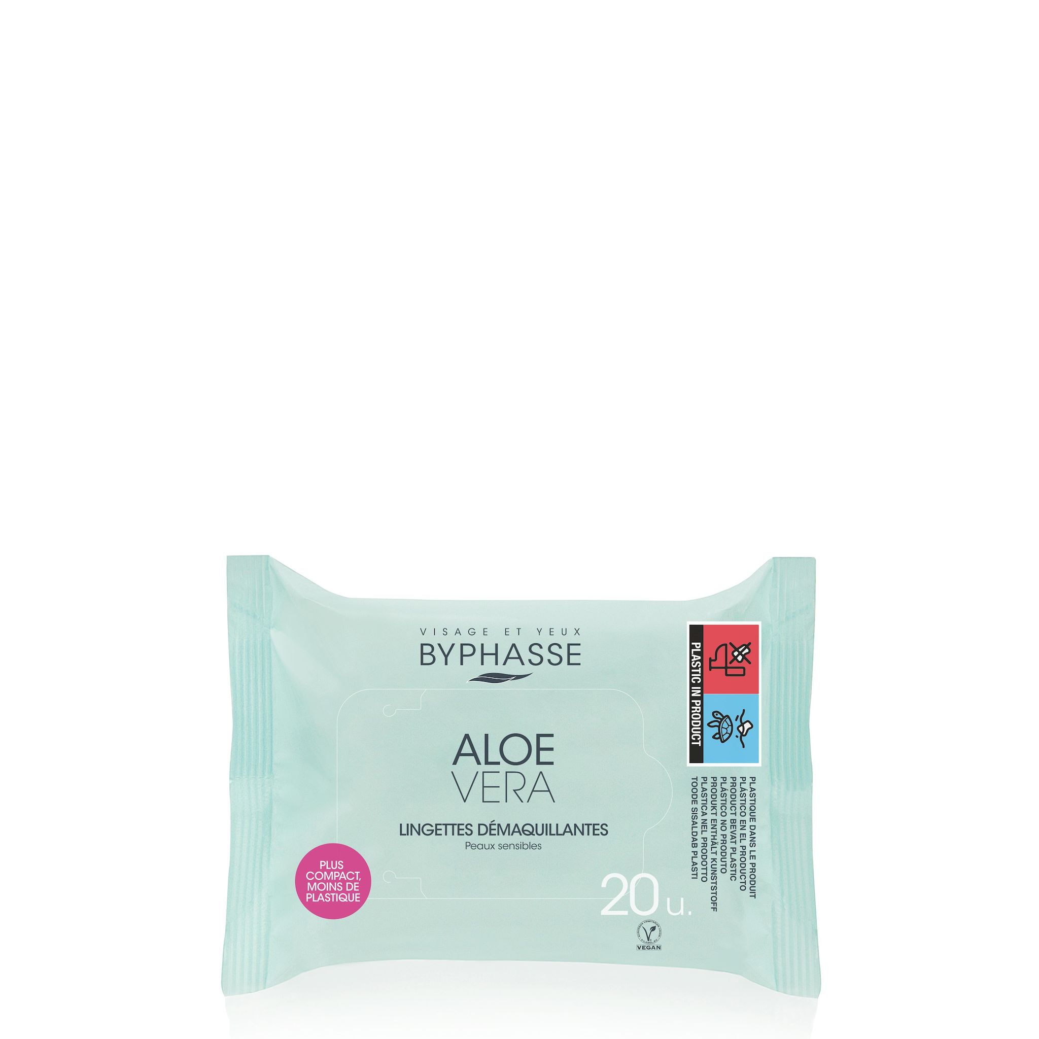 BYPHASSE Lingettes démaquillantes aloe vera peaux sensibles 20 lingettes