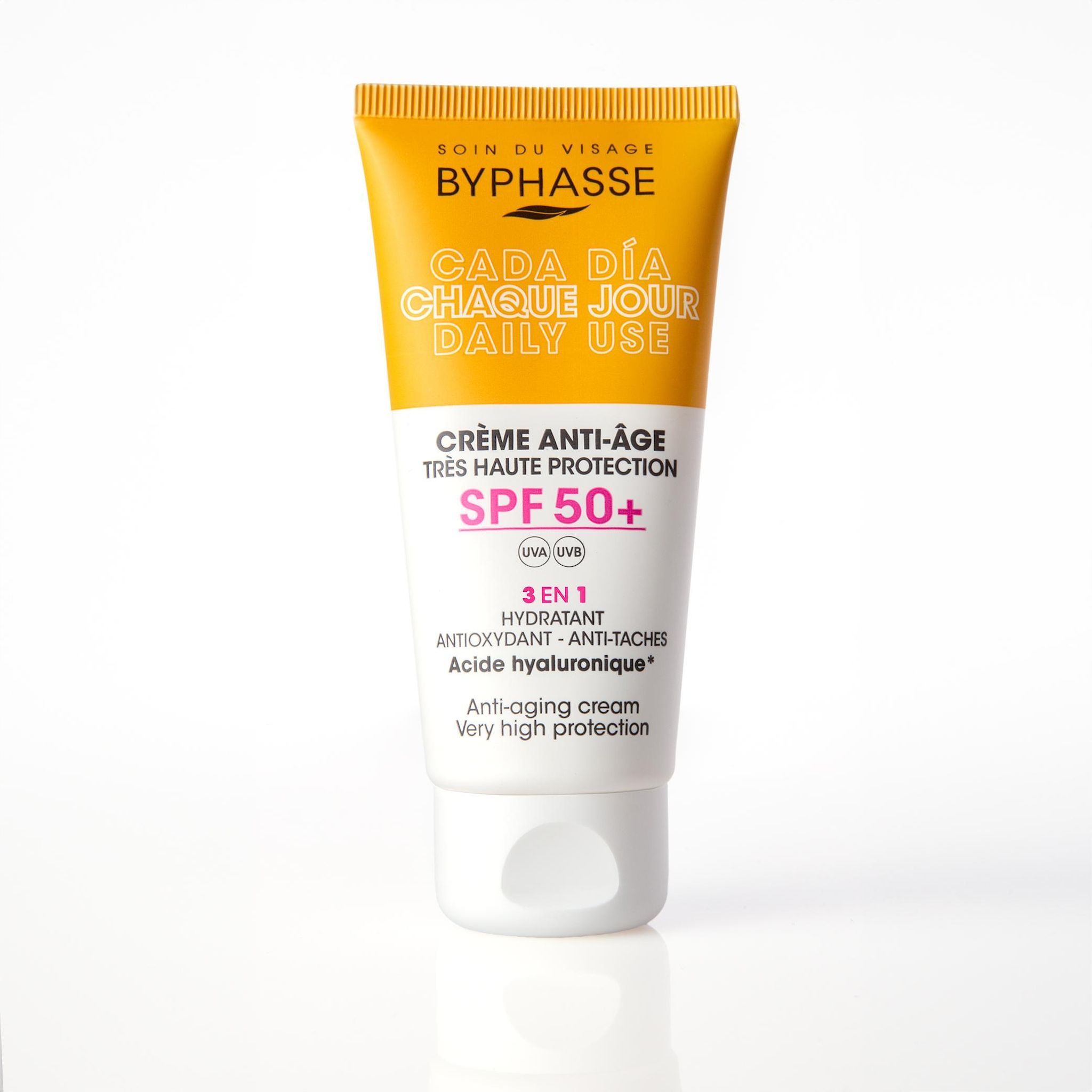 BYPHASSE Chaque Jour Crème anti-âge SPF50 3 en 1 à l'acide hyaluronique 50ml
