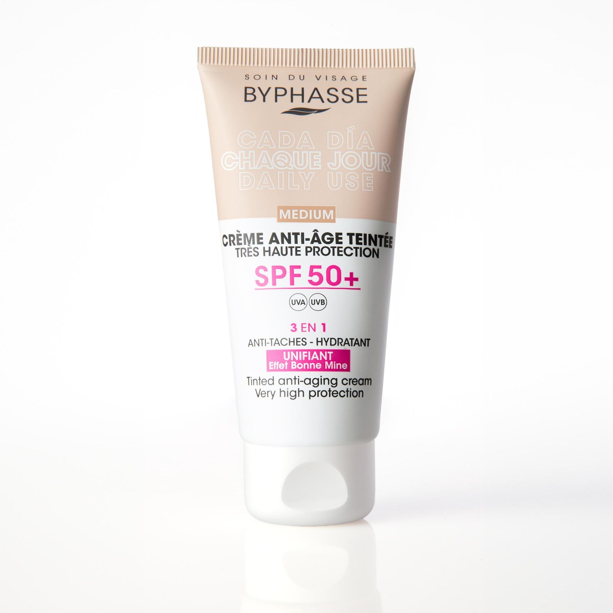 BYPHASSE Chaque Jour Crème anti-âge SPF50+ 3 en 1 teintée médium 50ml