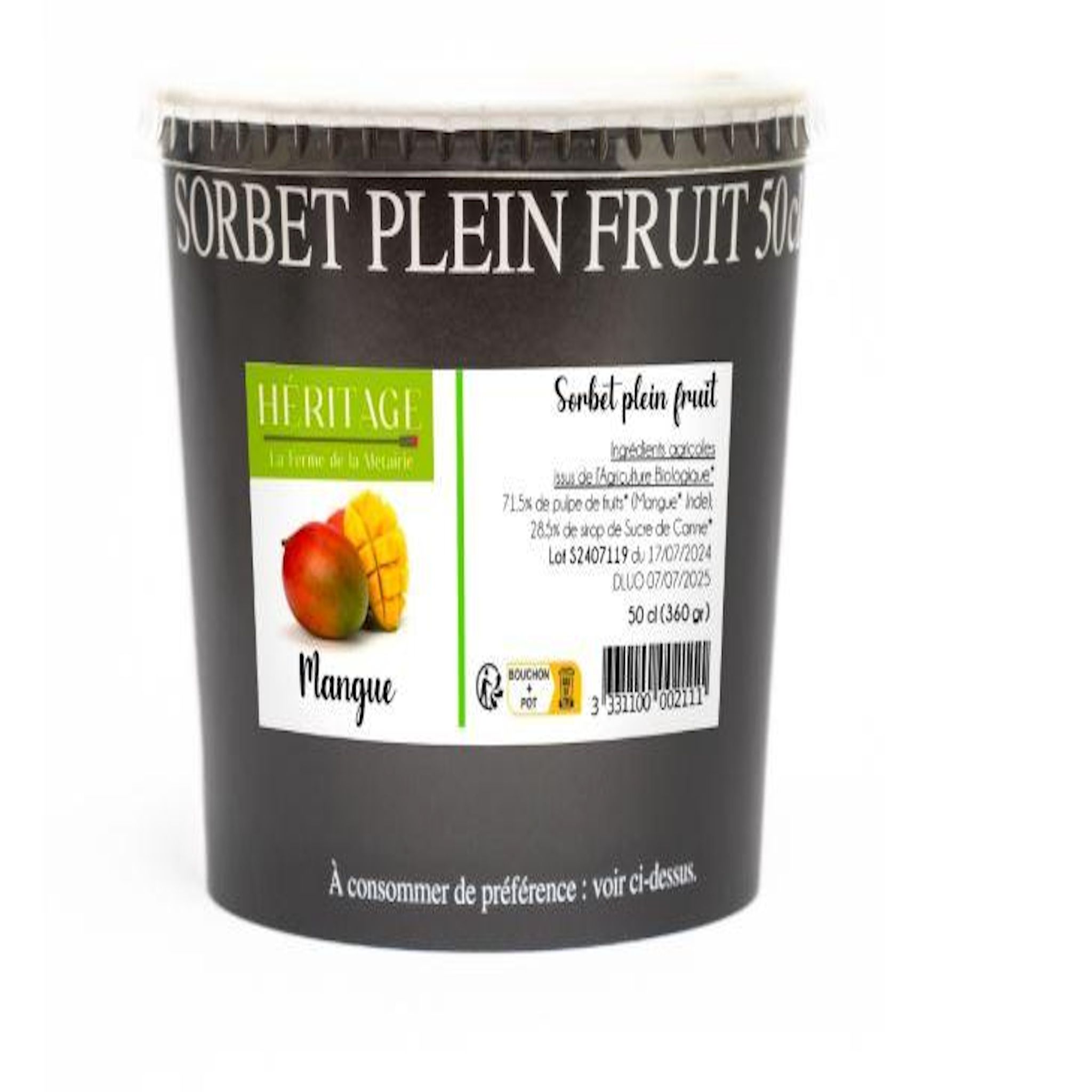 LA FERME DE LA METAIRIE  Sorbet mangue 360g