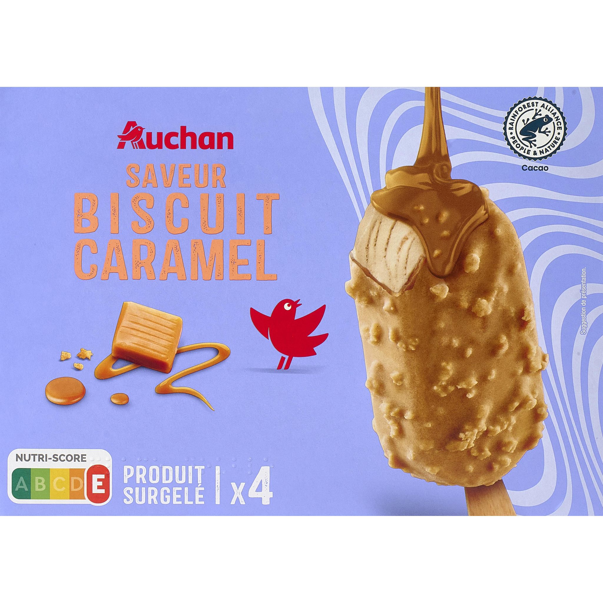 AUCHAN Grand gourmand biscuits au caramel 4 pièces 274g
