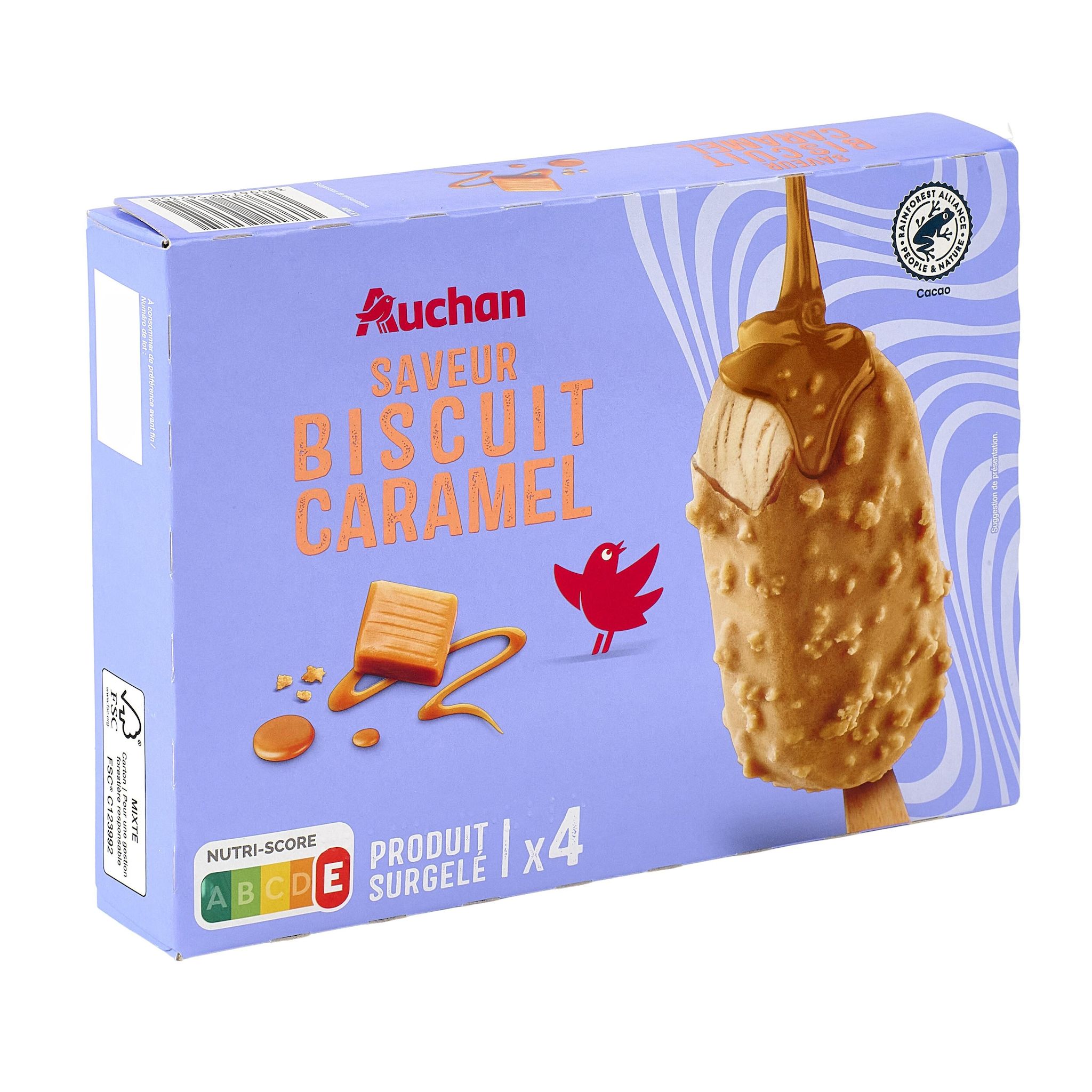 Voir la diapositive 3 : AUCHAN Grand gourmand biscuits au caramel 4 pièces 274g