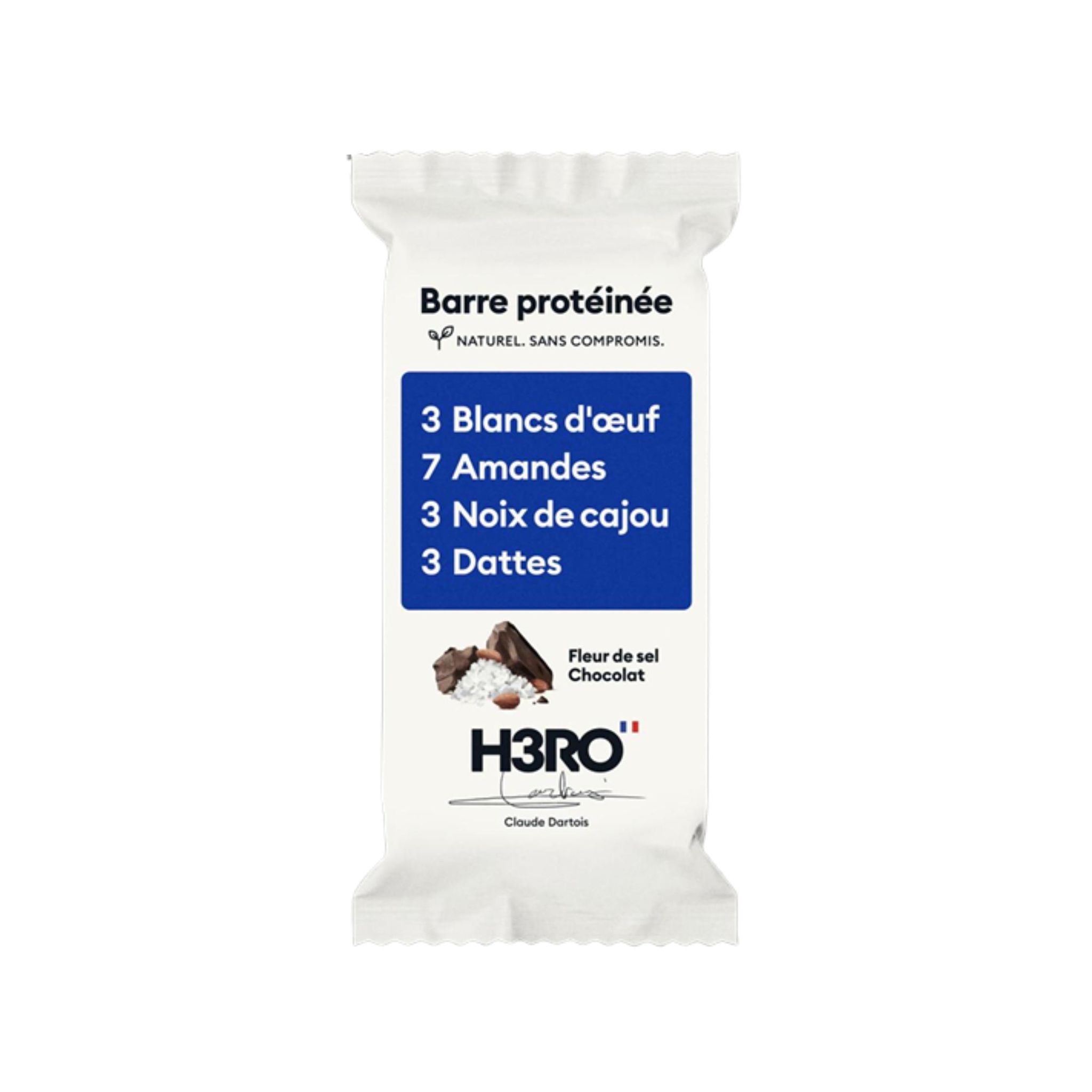 H3RO Barre de céréale protéinée au chocolat et fleur de sel 52g