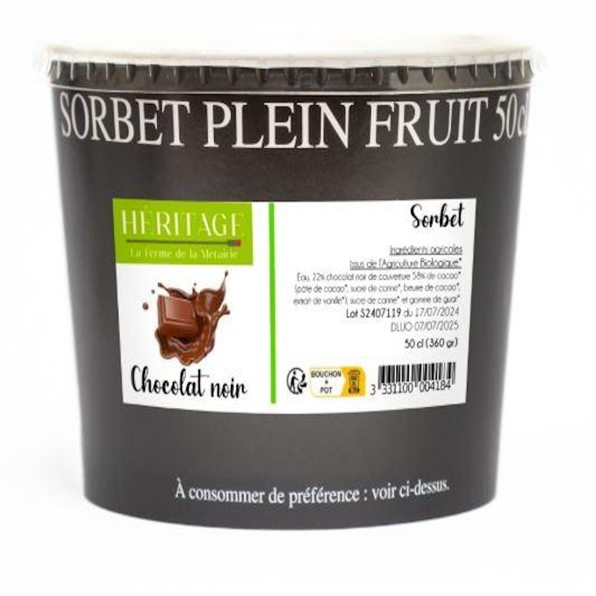 LA FERME DE LA METAIRIE  Sorbet chocolat 360g