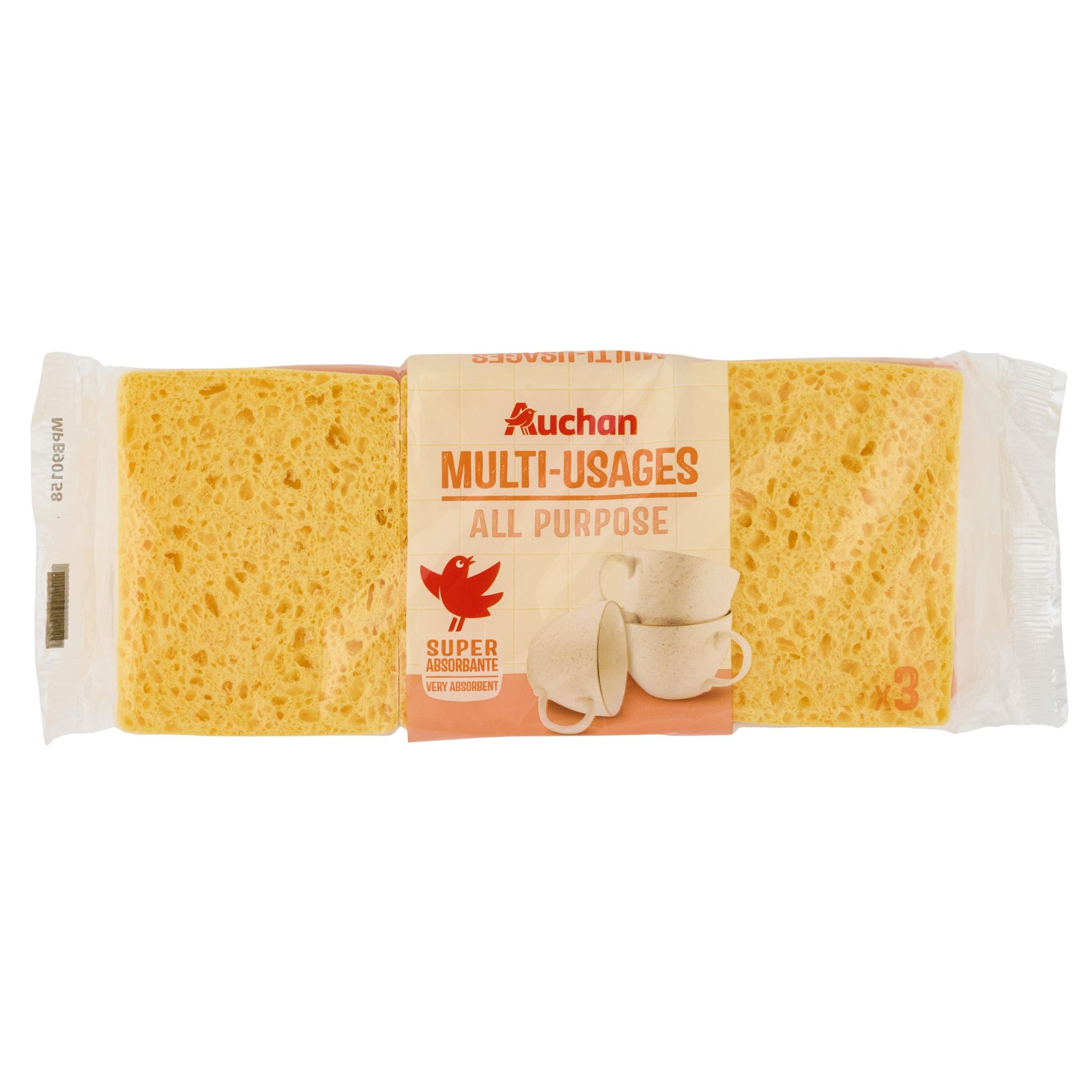 AUCHAN Éponges végétales multi-usages 3 éponges