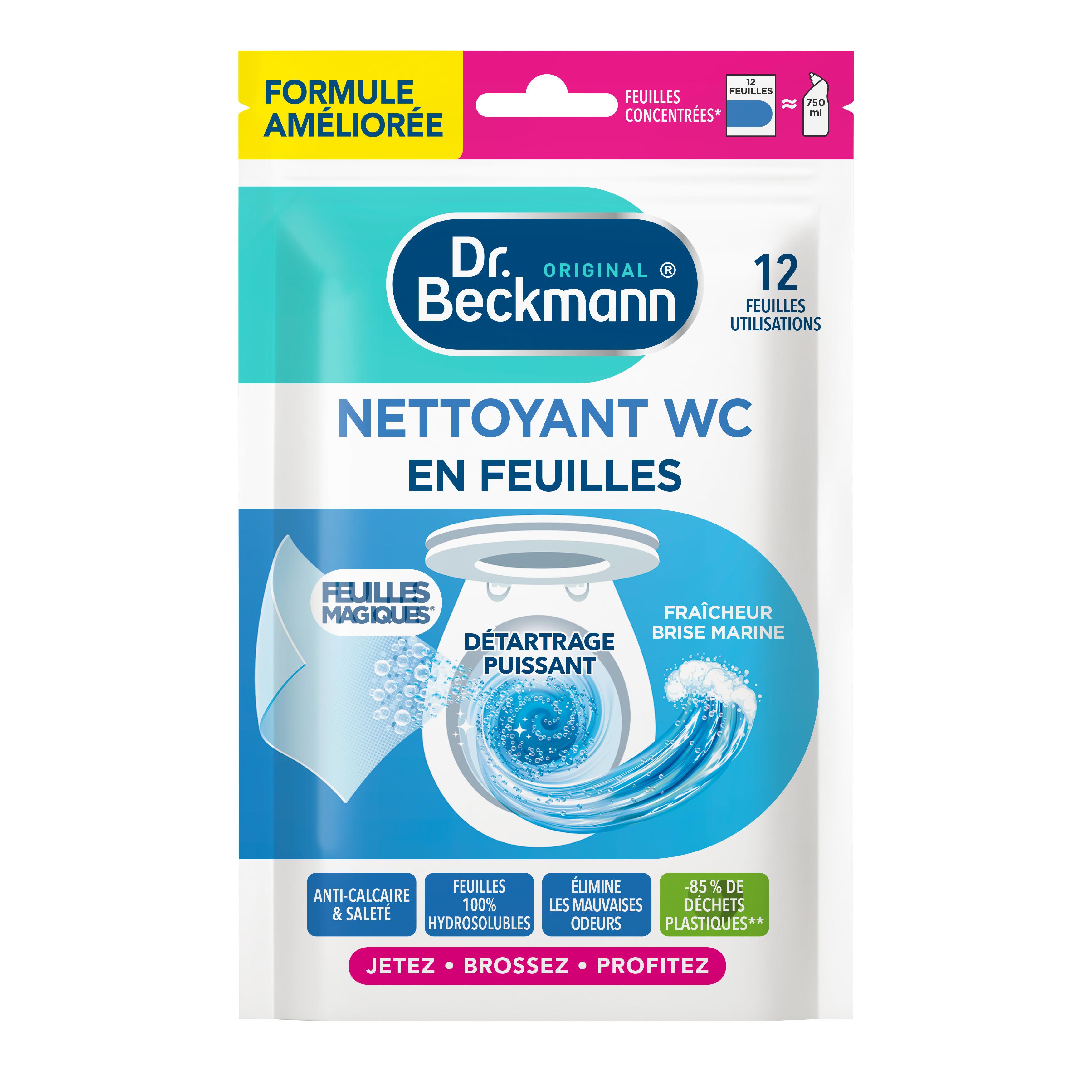 DR BECKMANN Nettoyant wc anti-calcaire brise marine en feuilles 12 pièces
