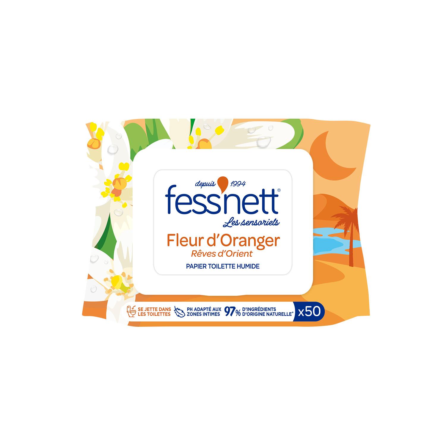FESS'NETT Lingettes humidifiées fleur d'oranger 50 pièces