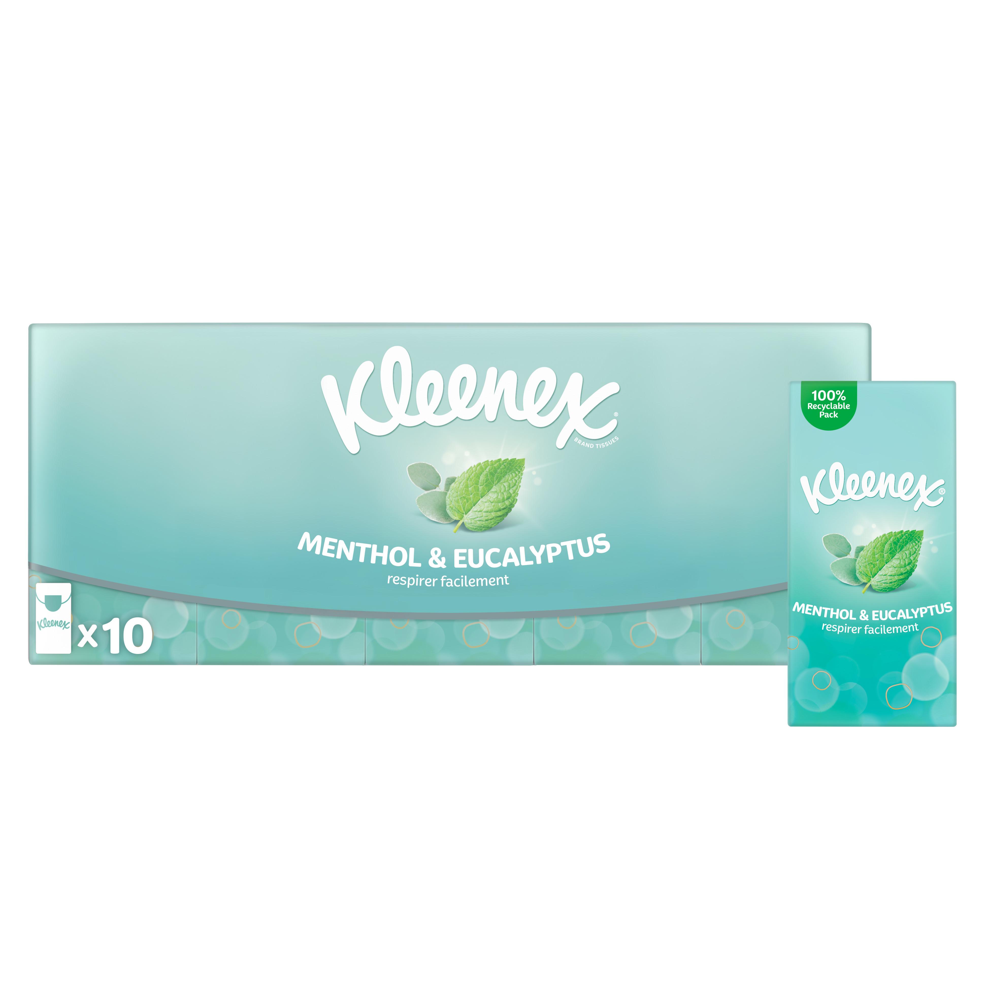 KLEENEX Mouchoirs étuis menthol eucalyptus 10 pièces