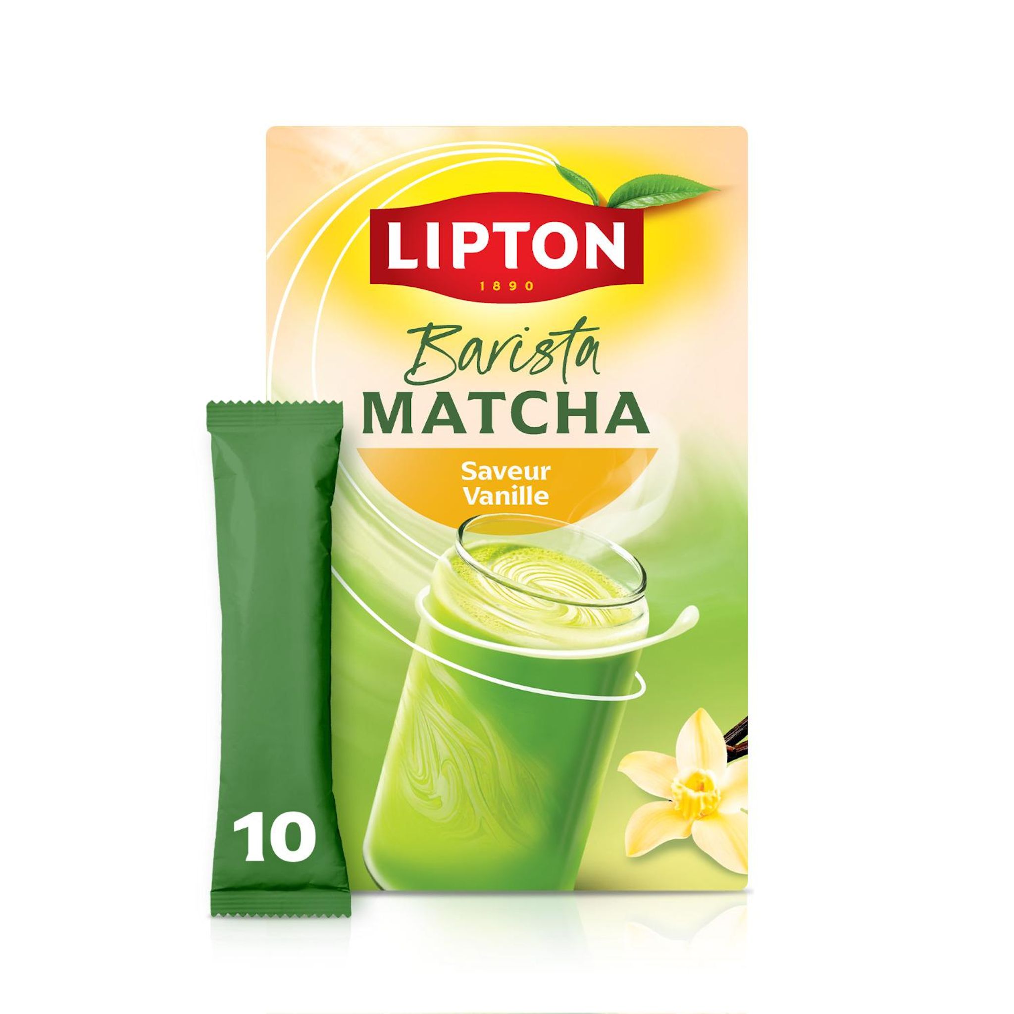LIPTON Boisson Barista matcha saveur vanille sans sucres ajoutés 10 sticks 113g