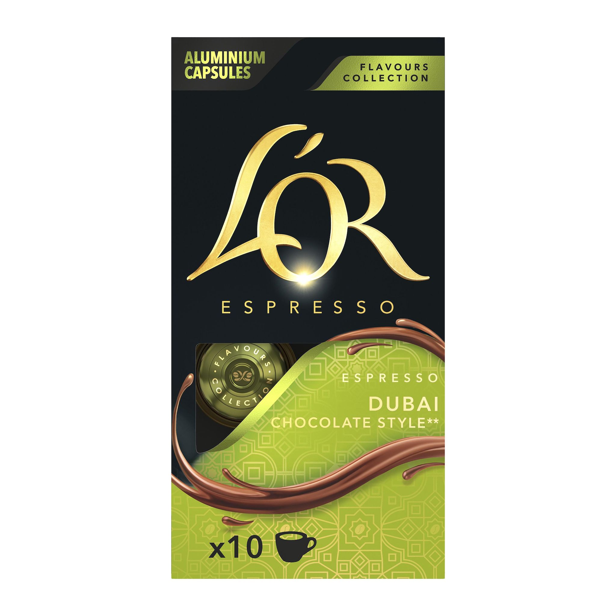 L'OR ESPRESSO Capsules de café espresso Dubaî aux notes de pistache et chocolat compatible Nespresso 10 capsules 52g