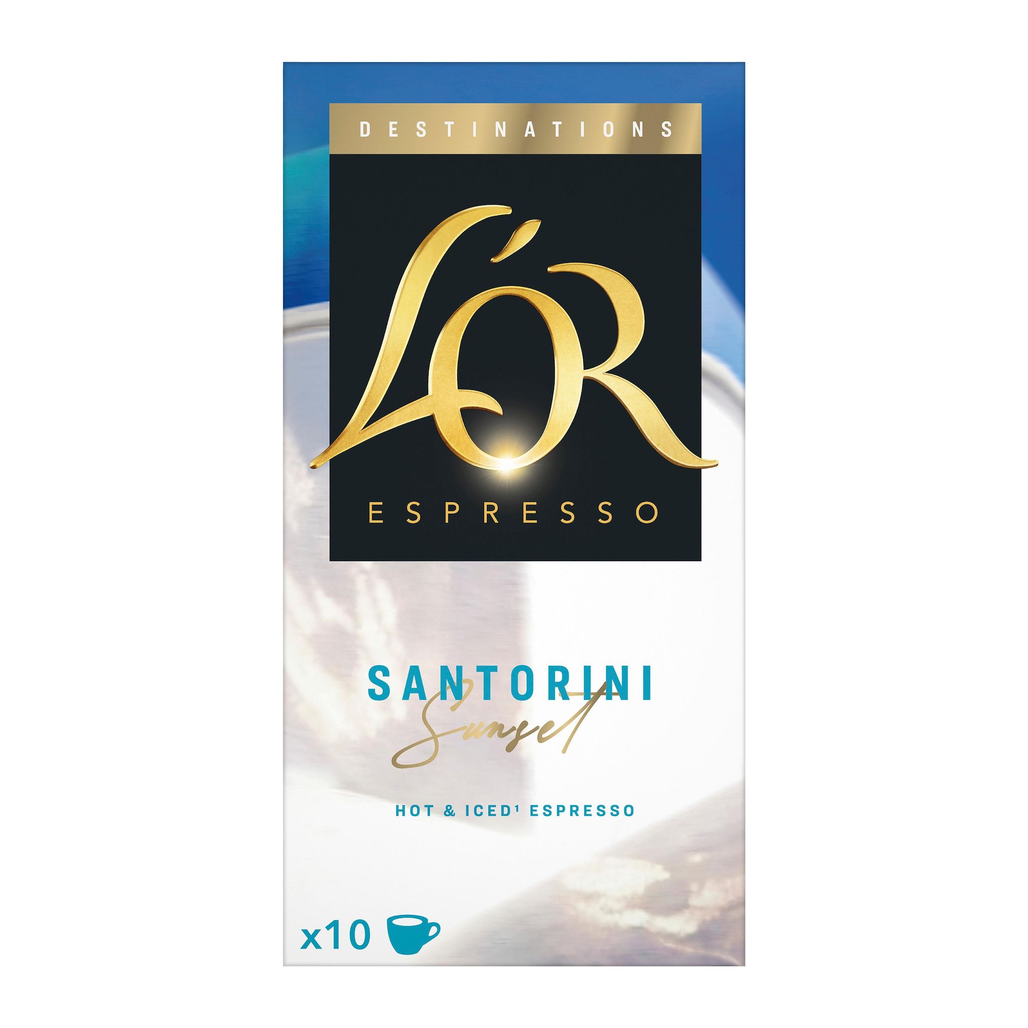 L'OR ESPRESSO Capsules de café espresso Santorini Sunset compatible Nespresso à déguster chaud ou froid 10 capsules 52g
