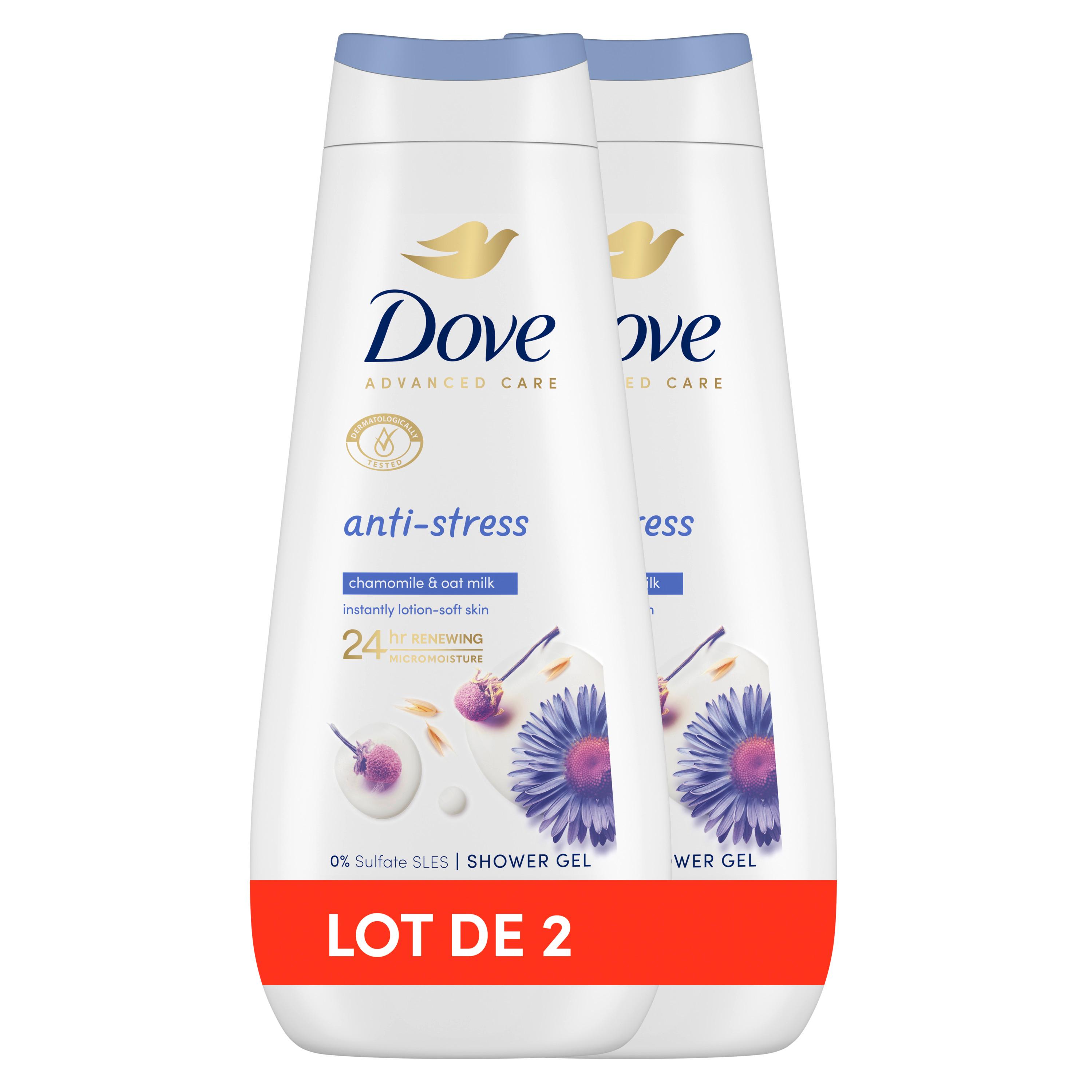 DOVE Advanced Care Crème de douche anti-stress camomille et lait d'avoine 2x400ml