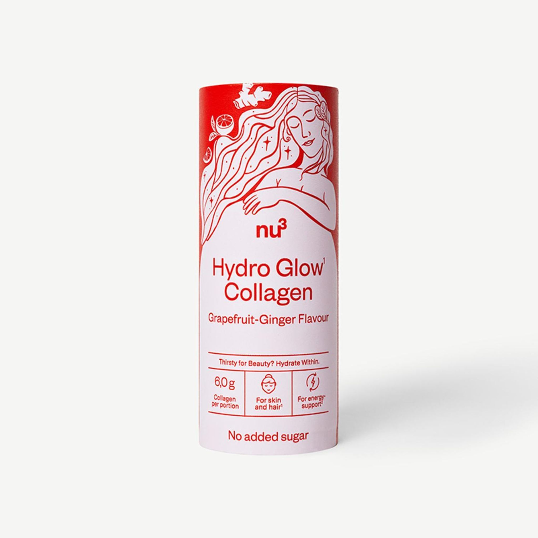 NU3 Boisson Hydro Glow au collagène saveur gingembre pamplemousse sans sucres ajoutés 25cl