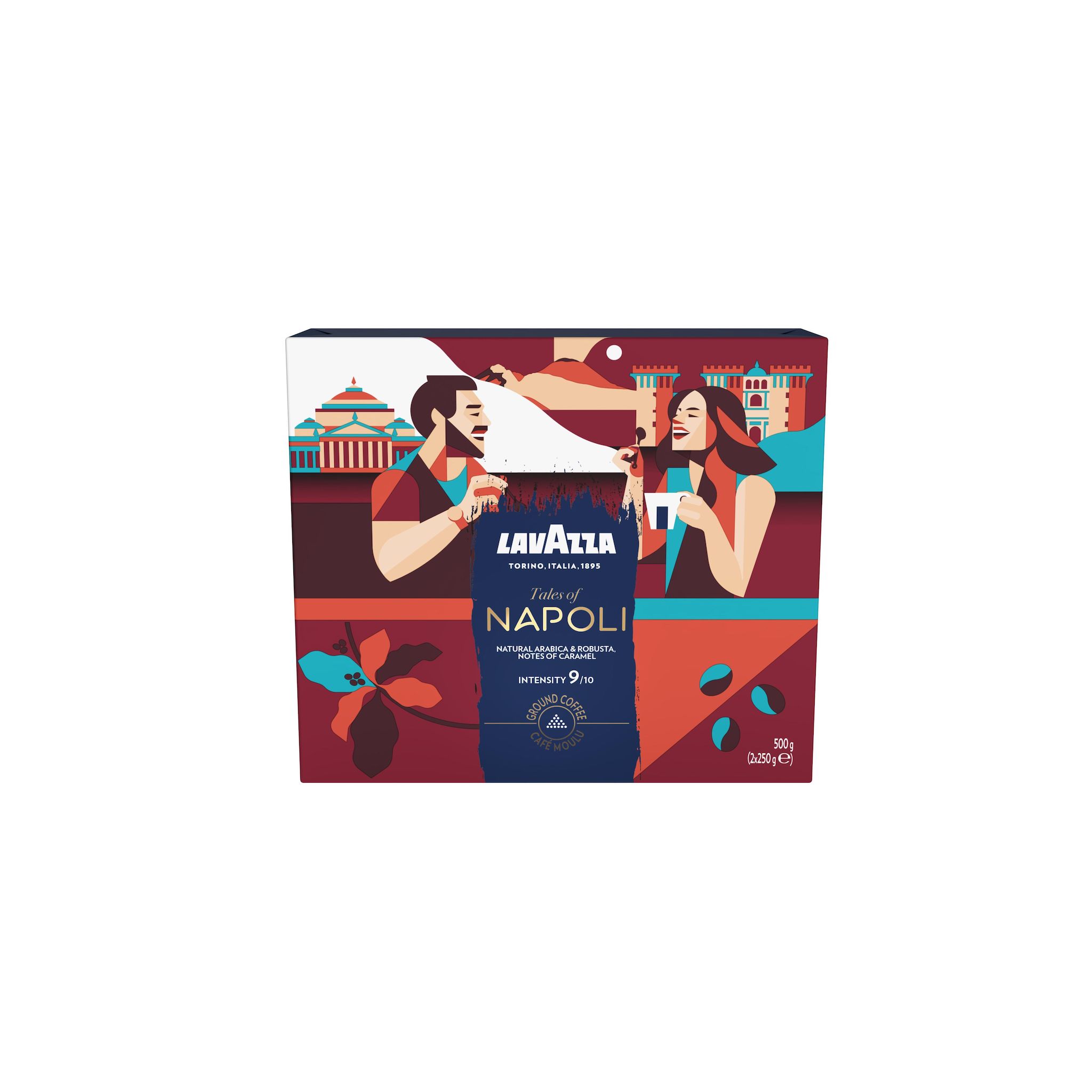 LAVAZZA Café moulu Tales of Napoli aux notes de caramel Intensité 9/10 2x250g