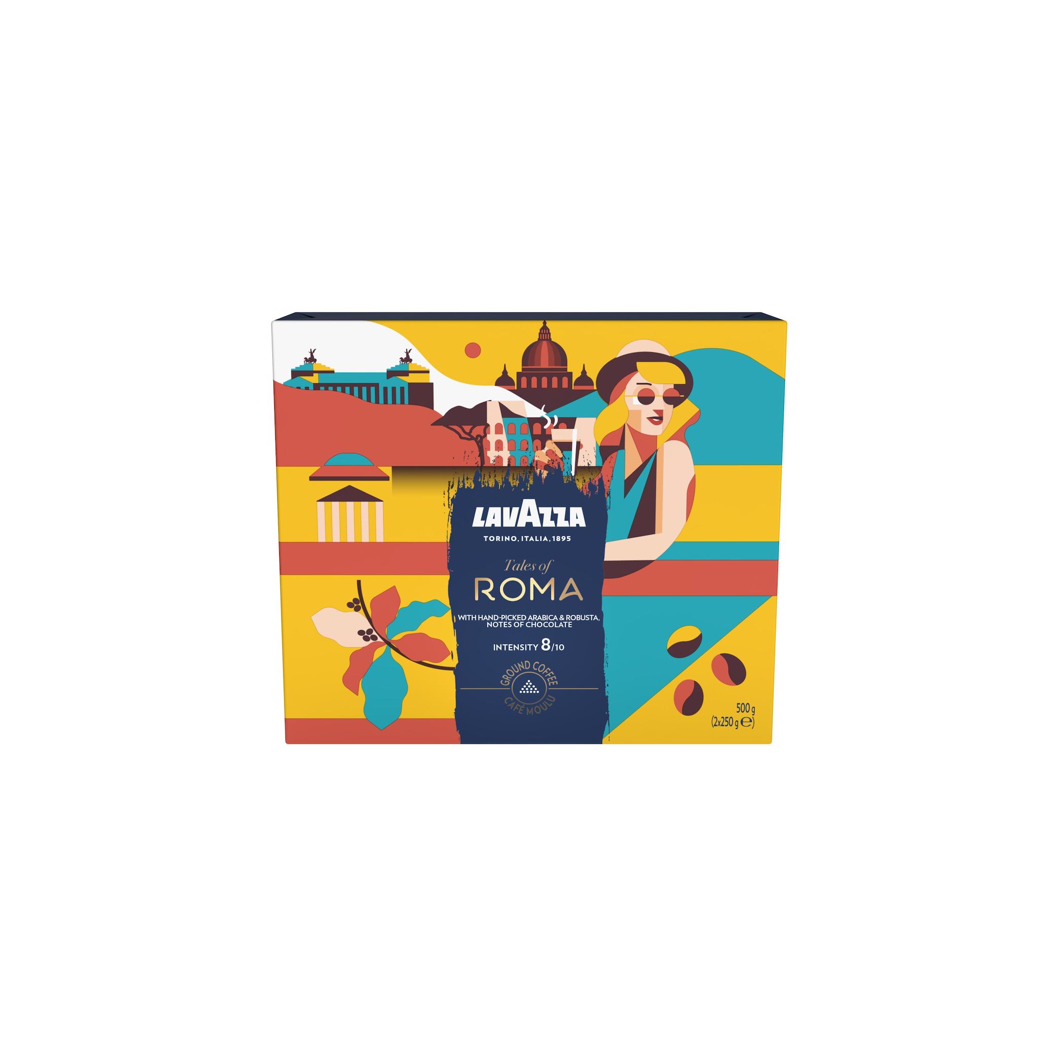LAVAZZA Café moulu Tales of Roma aux notes de chocolat Intensité 8/10 2x250g