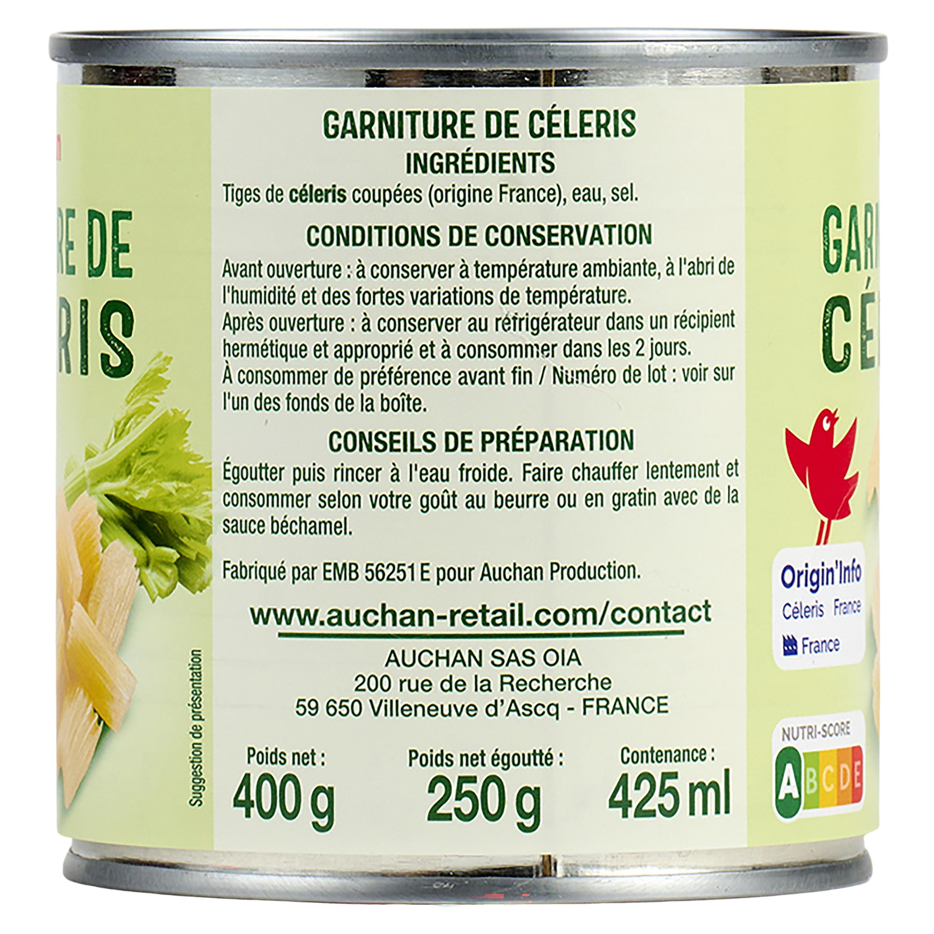 Voir la diapositive 2 : AUCHAN Garniture de céleris 400g