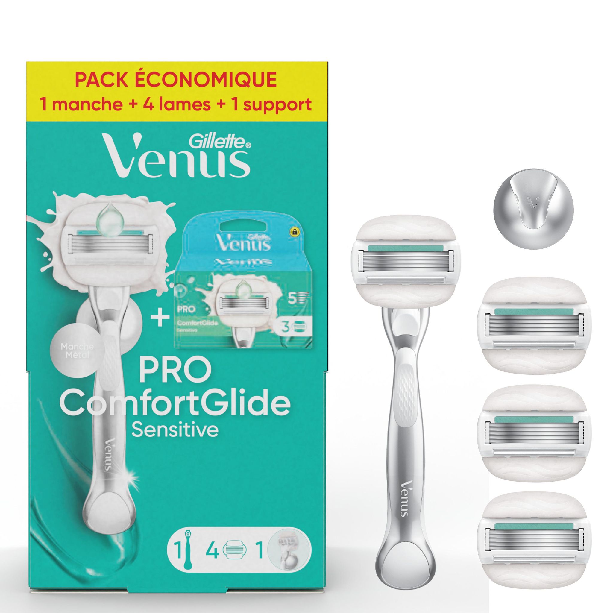 VENUS Rasoir pro confortglide sensitive 1 manche + 4 lames + 1 support