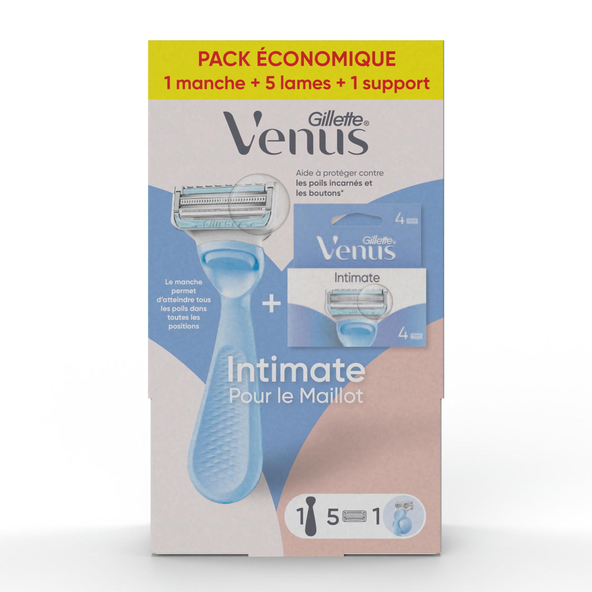 VENUS Rasoir intimate pour le maillot 1 manche + 5 lames + 1 support