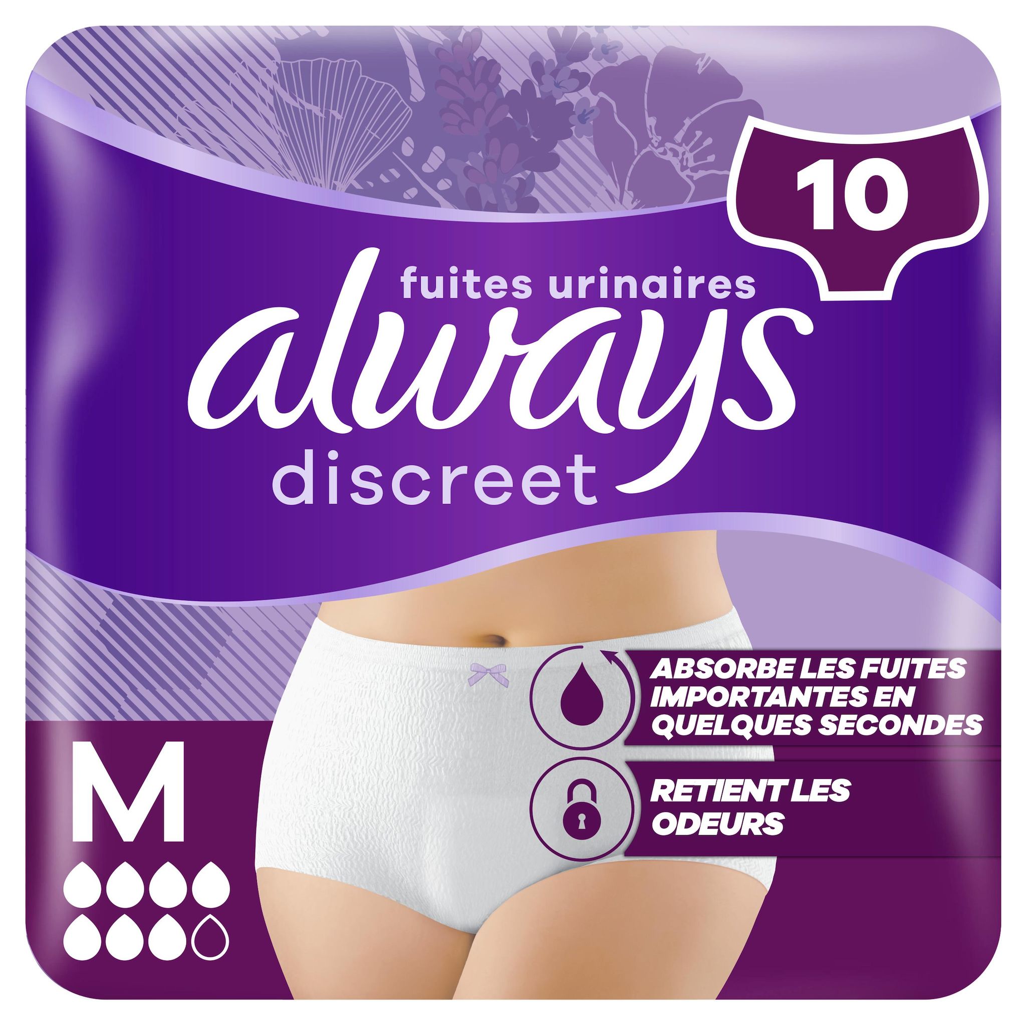 ALWAYS Discreet Culottes pour fuites urinaires taille M 10 culottes