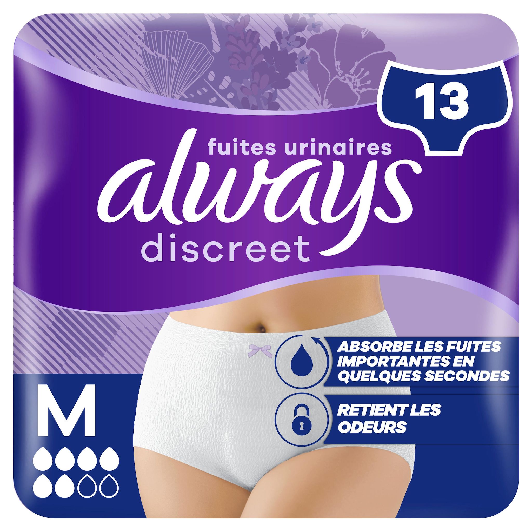 ALWAYS Discreet Culottes pour fuites urinaires taille M 13 serviettes