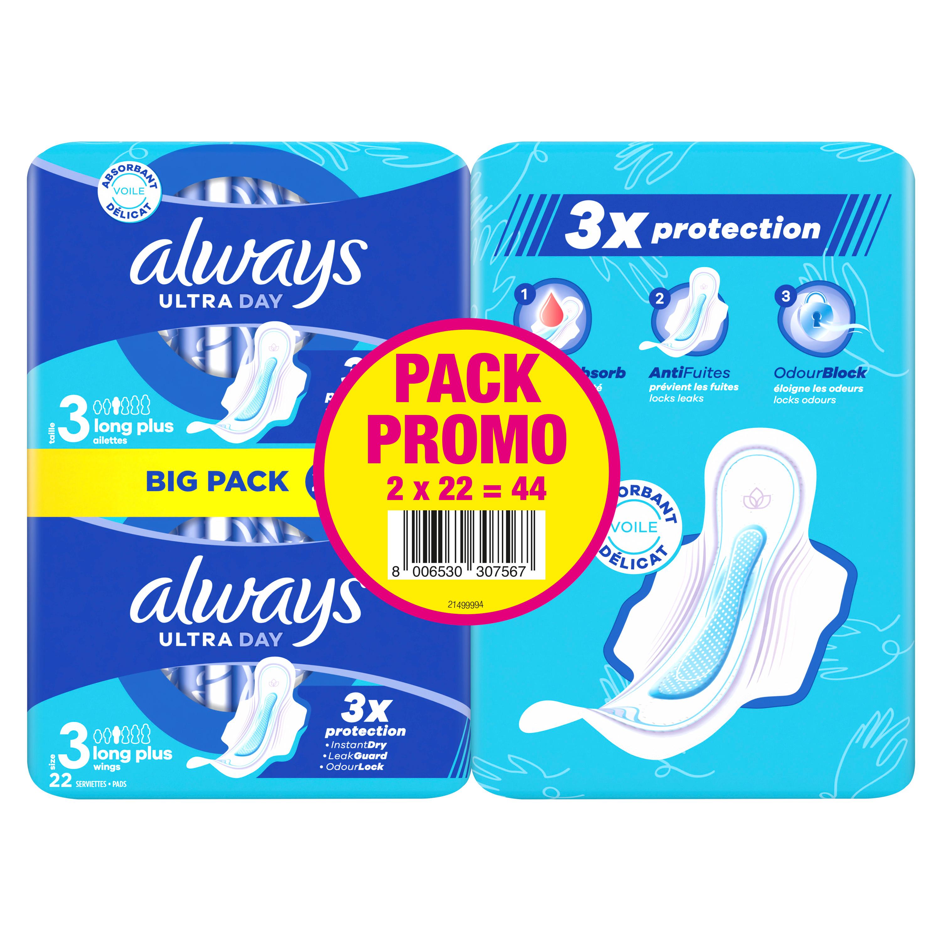 ALWAYS Ultra day Serviettes hygiéniques long plus taille 3 44 serviettes
