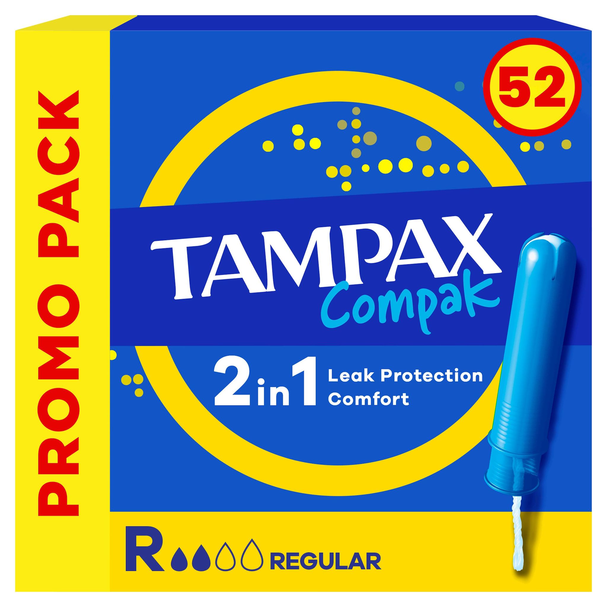 TAMPAX Compak Tampons avec applicateur régular 52 tampons