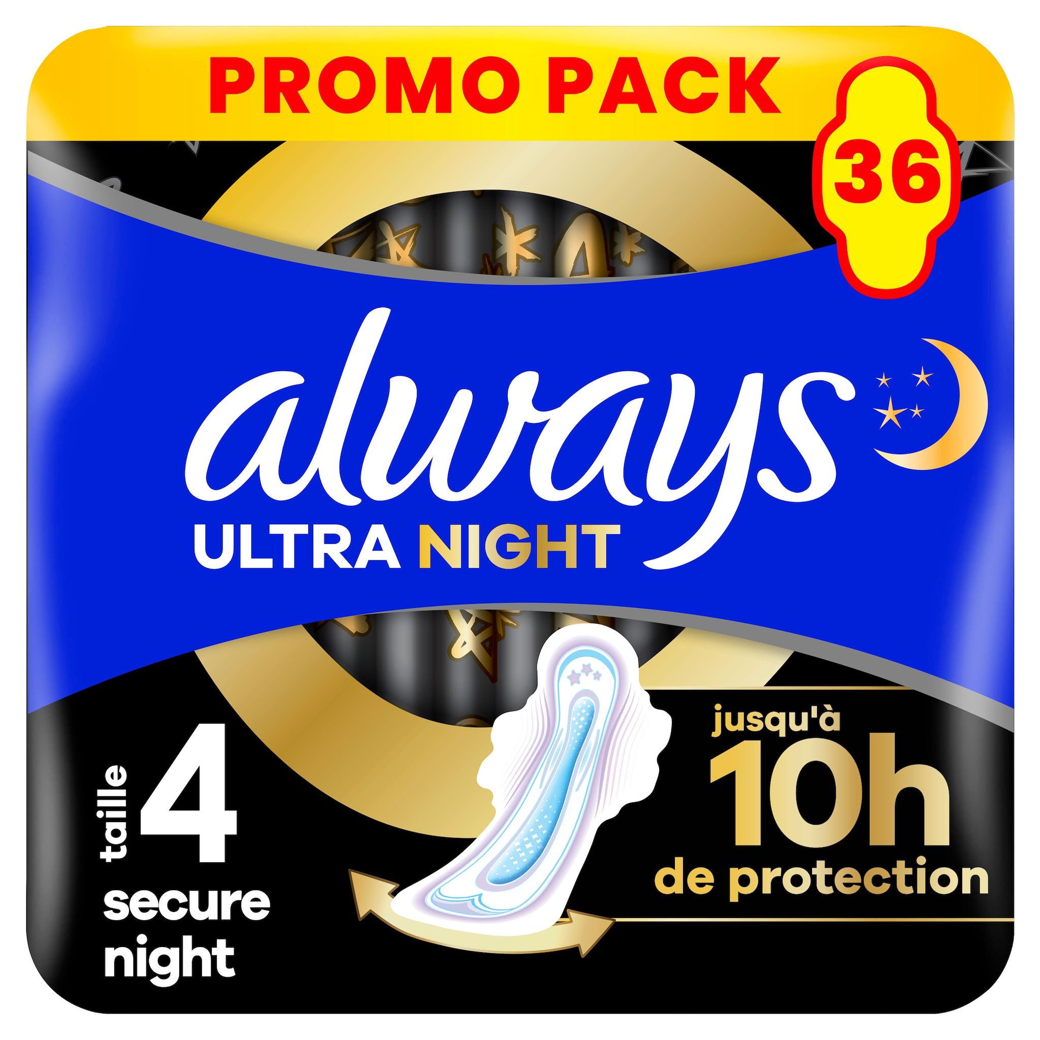 ALWAYS Ultra night Serviettes hygiéniques secure night taille 4 36 serviettes