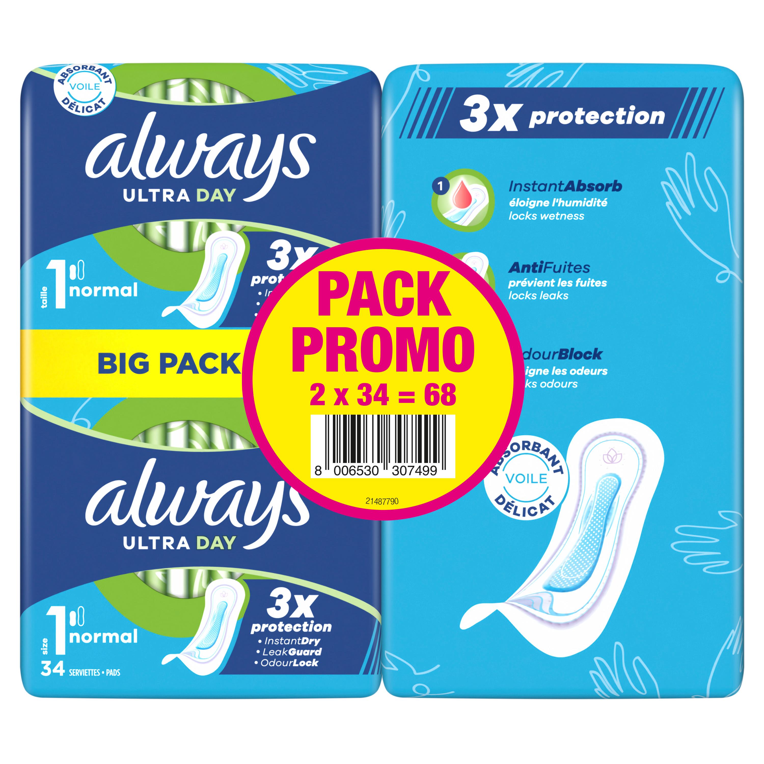 ALWAYS Ultra day Serviettes hygiéniques normal taille 1 68 serviettes