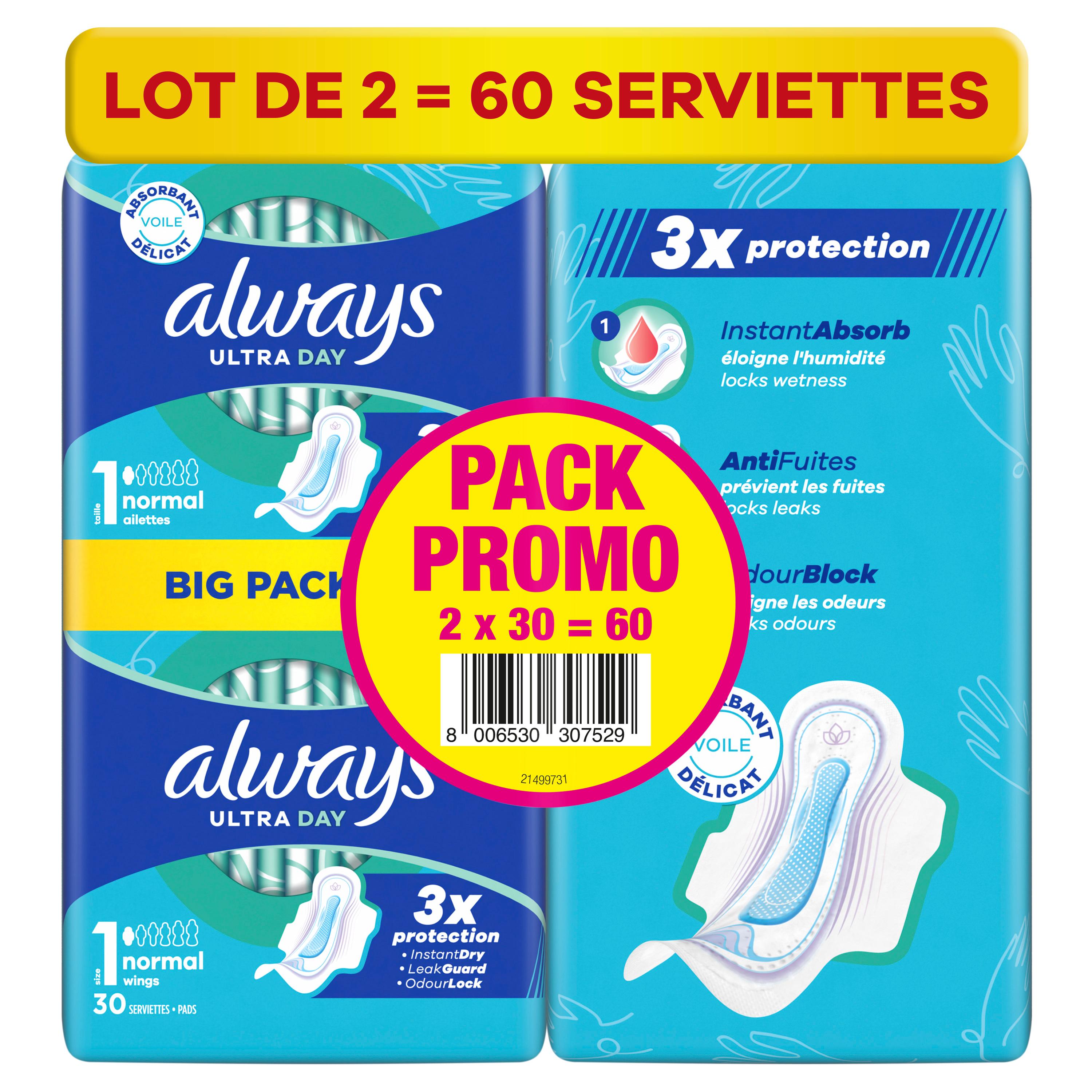 ALWAYS Ultra day Serviettes hygiéniques normal taille 1 60 serviettes