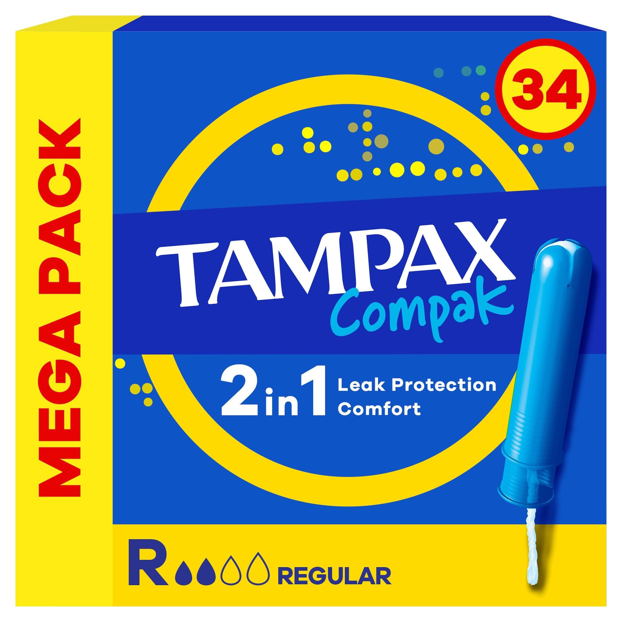 TAMPAX Compak tampons avec applicateur regular 34 tampons