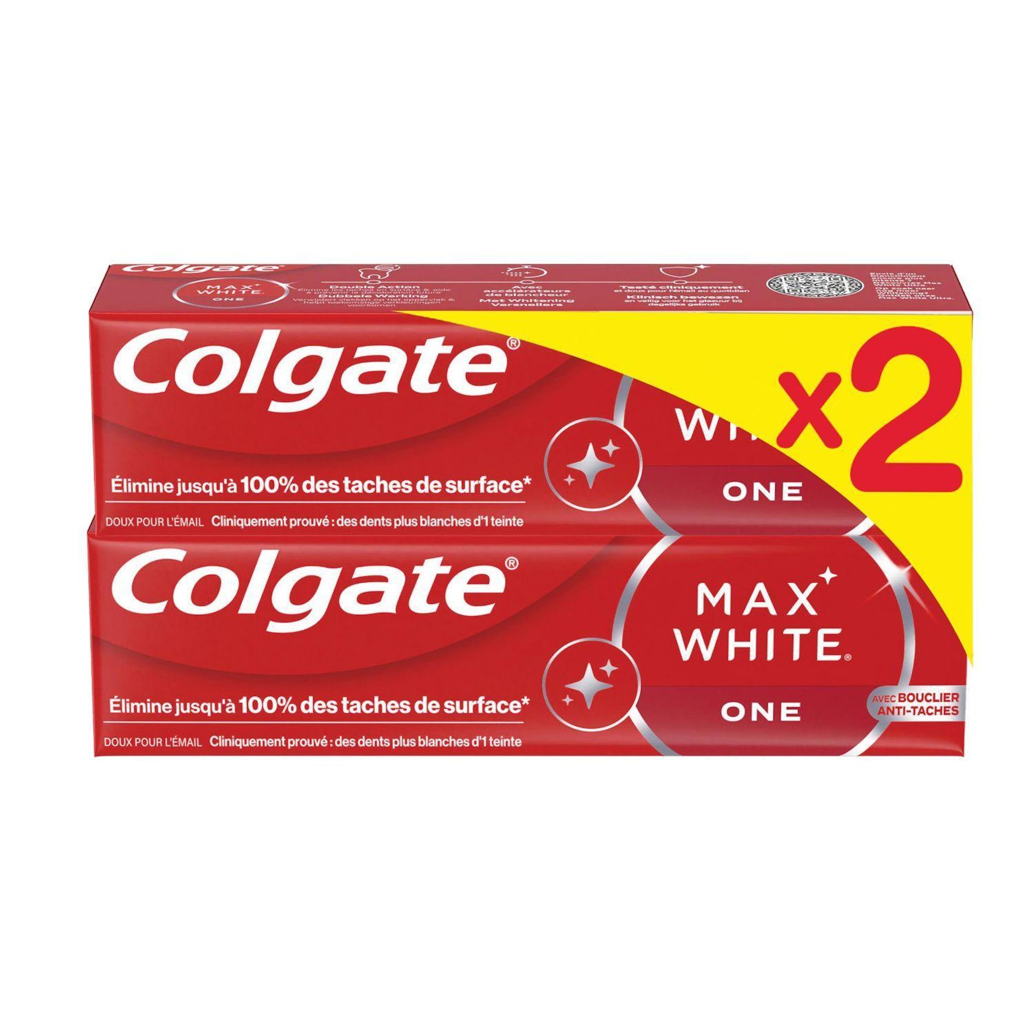 COLGATE Max white dentifrice anti-taches 2x75ml