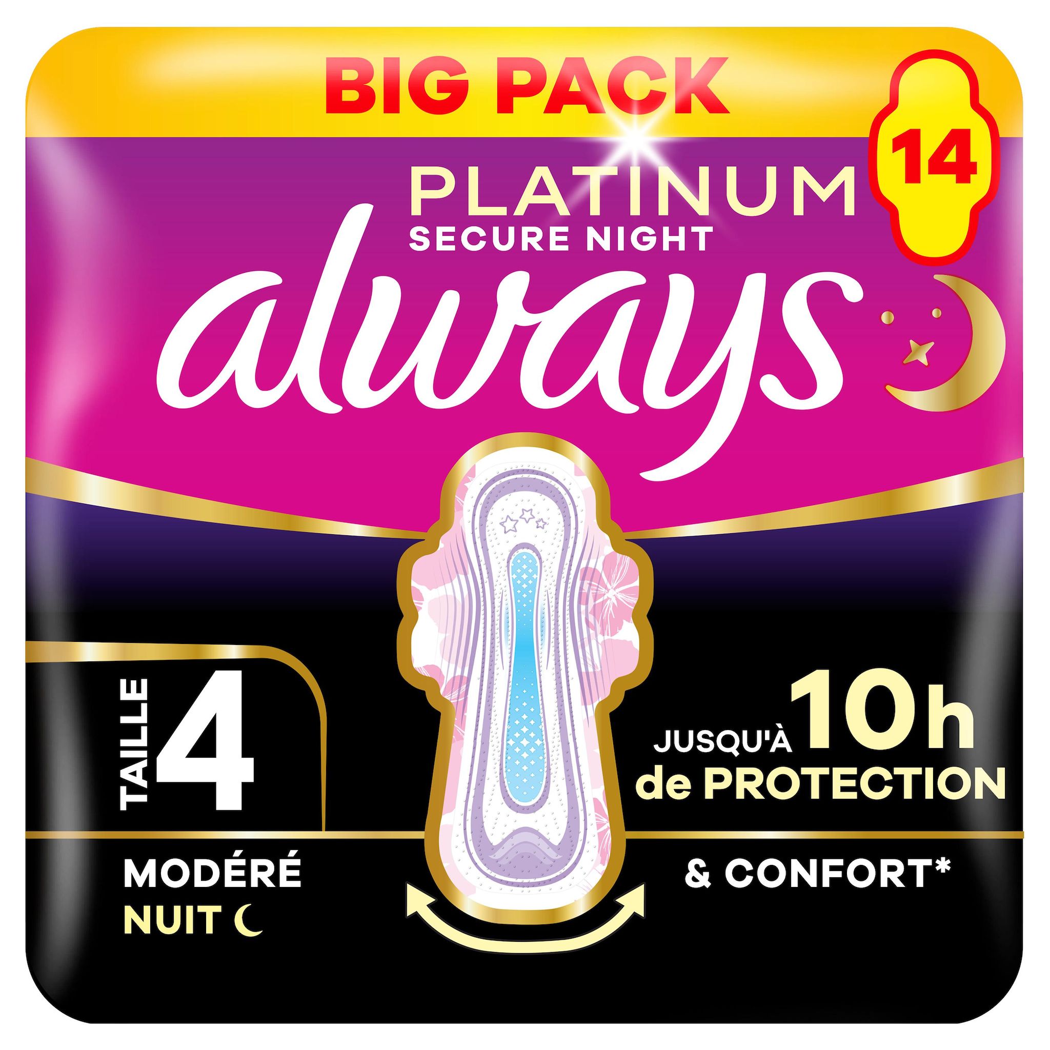 ALWAYS Platinum serviettes hygiéniques avec ailettes taille 4 14 serviettes
