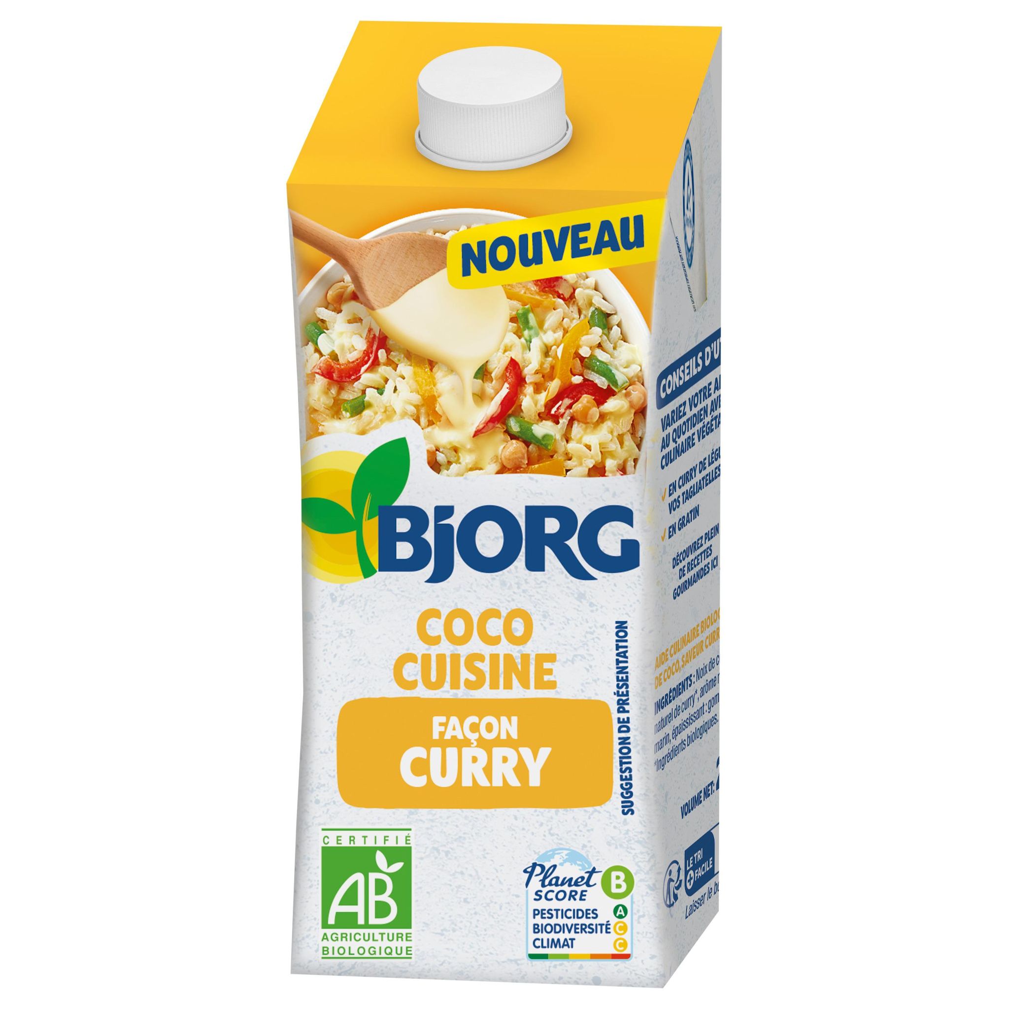 BJORG Aide culinaire biologique à base de noix de coco saveur curry 200ml