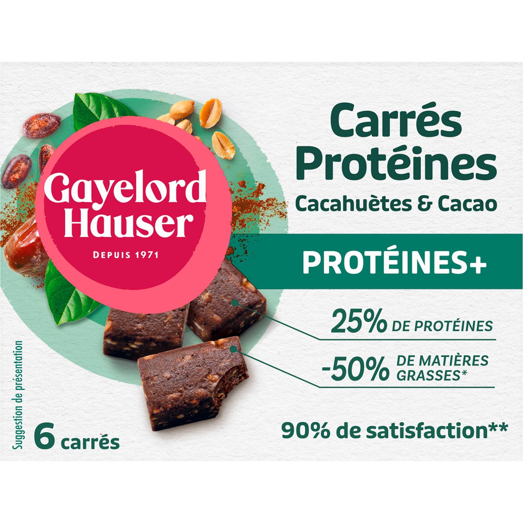 GAYELORD HAUSER Carrés protéines+ aux cacahuètes et cacao 6 carrés 90g