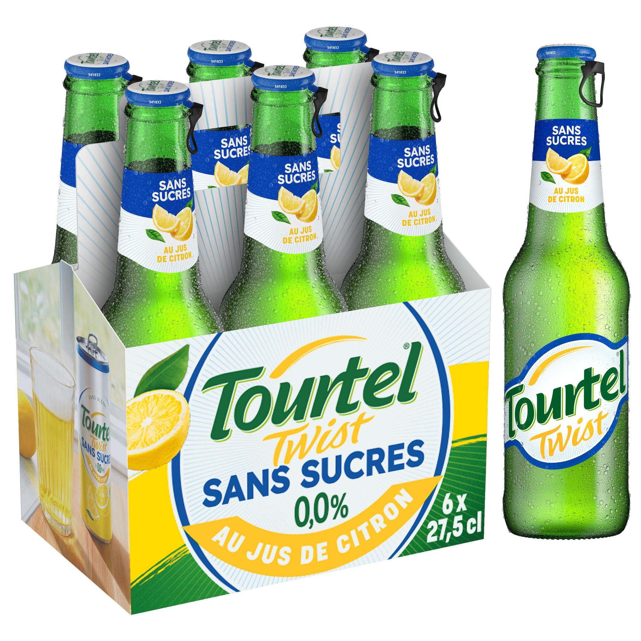 Voir la diapositive 2 : TOURTEL TWIST Boisson aromatisée 0.0% à base de bière sans alcool et au jus de citron sans sucres ajoutés boîte 6x27,5cl
