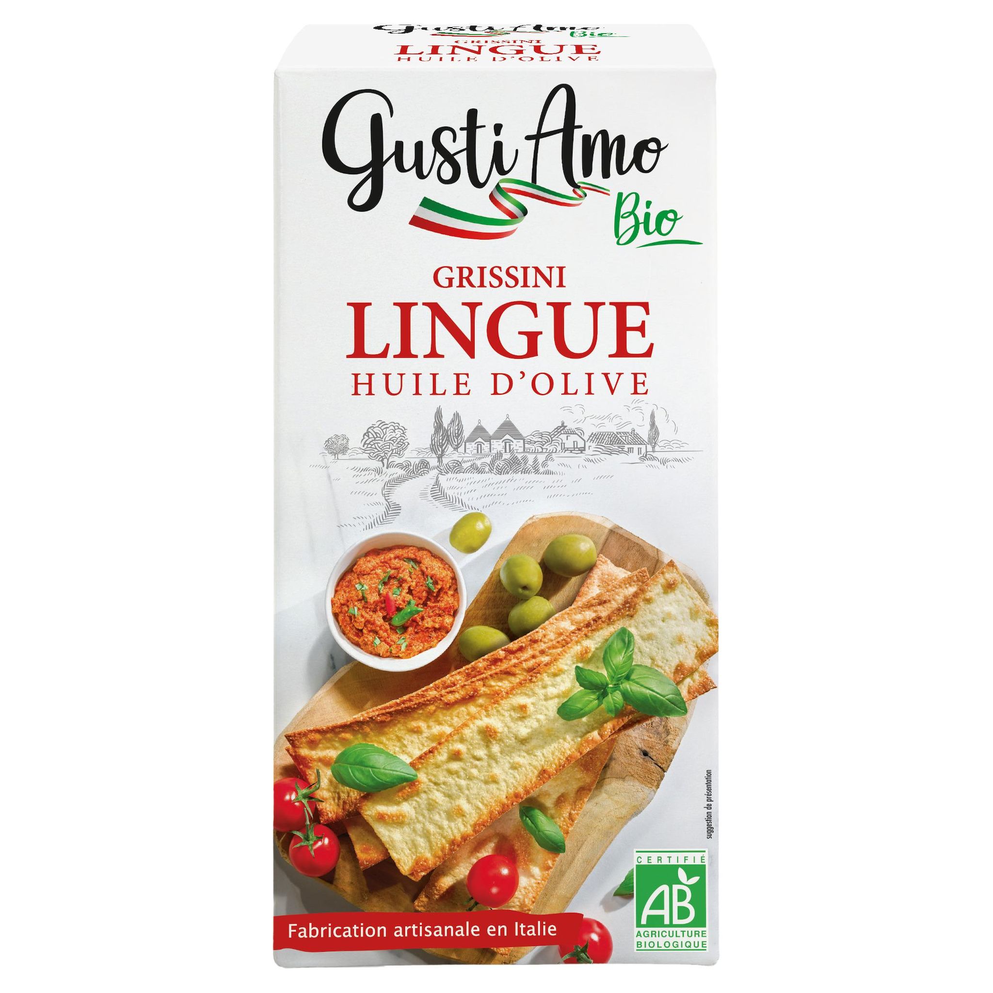 GUSTI AMO Gressins lingue à l'huile d'olive bio 120g