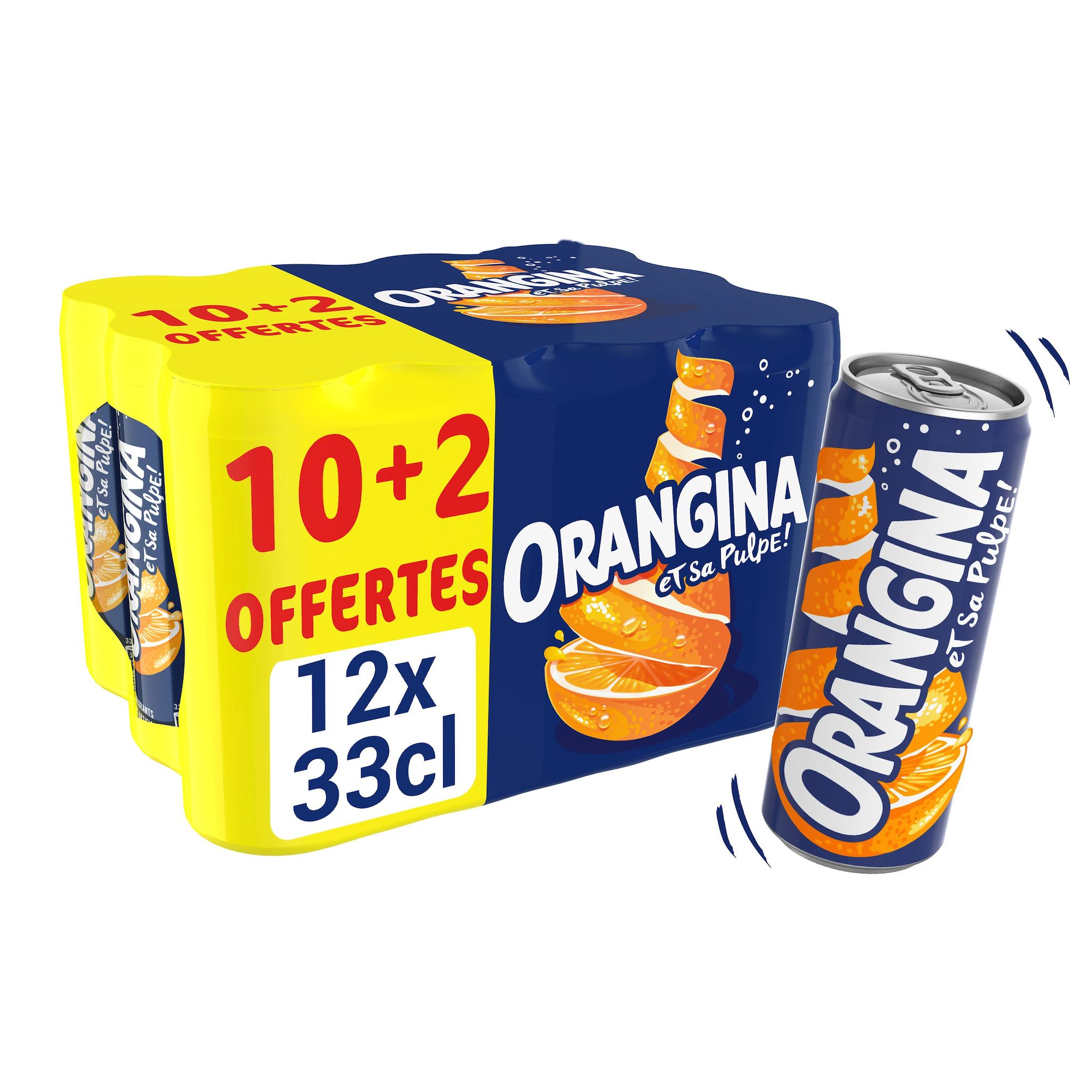 ORANGINA Boisson gazeuse à l'orange et pulpe boîtes 10+2 offertes 12x33cl