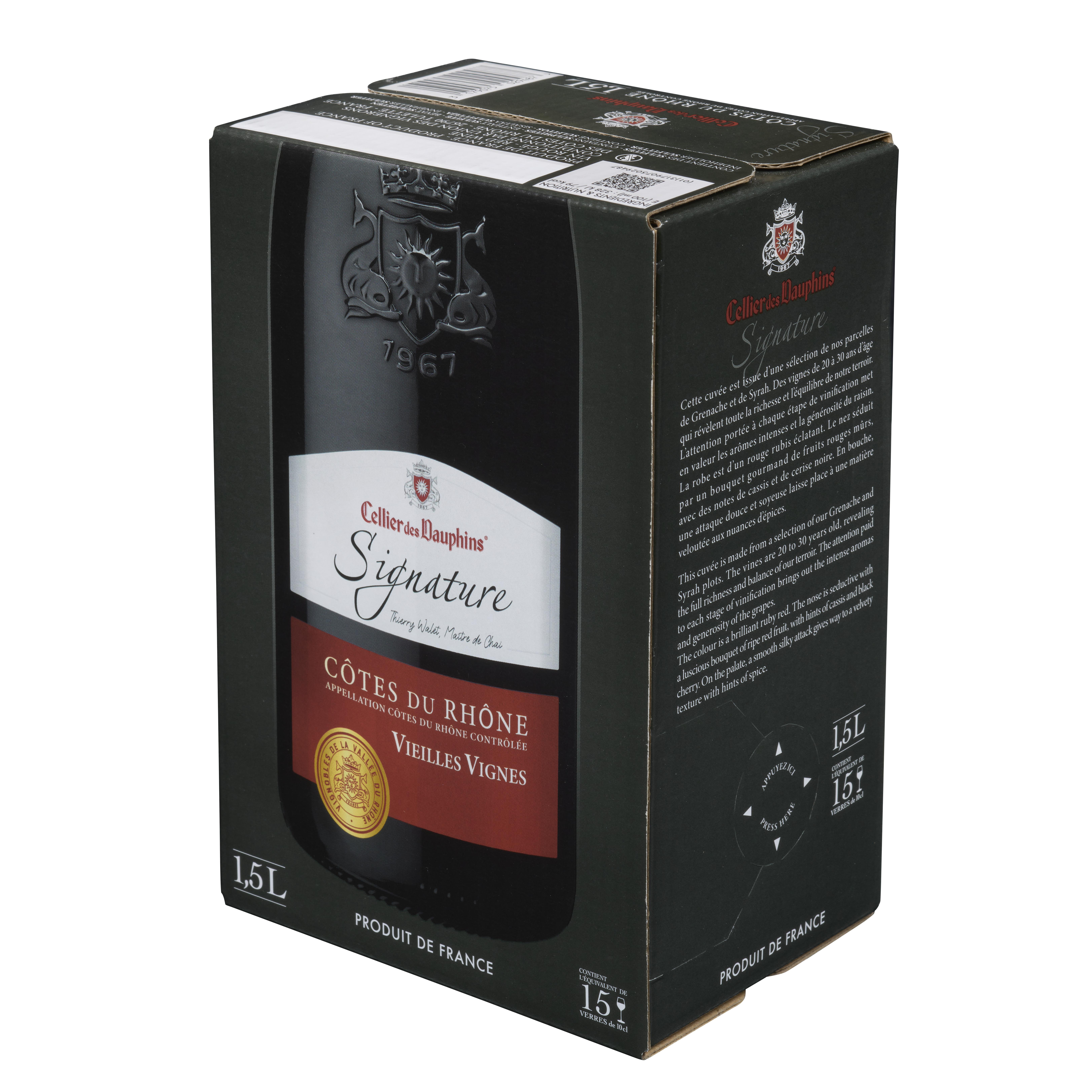 AOP Côtes du Rhône Cellier des Dauphins rouge 1.5l