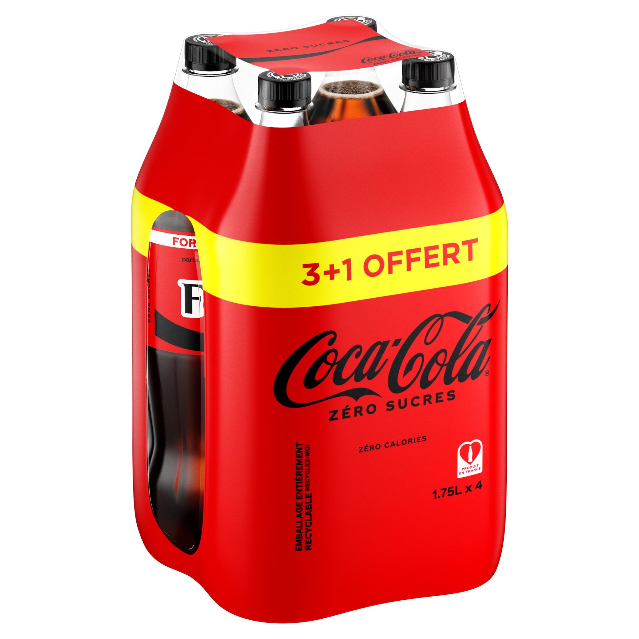 COCA-COLA Boisson gazeuse aux extraits végétaux sans sucres 3+1 offert 4x1.75l