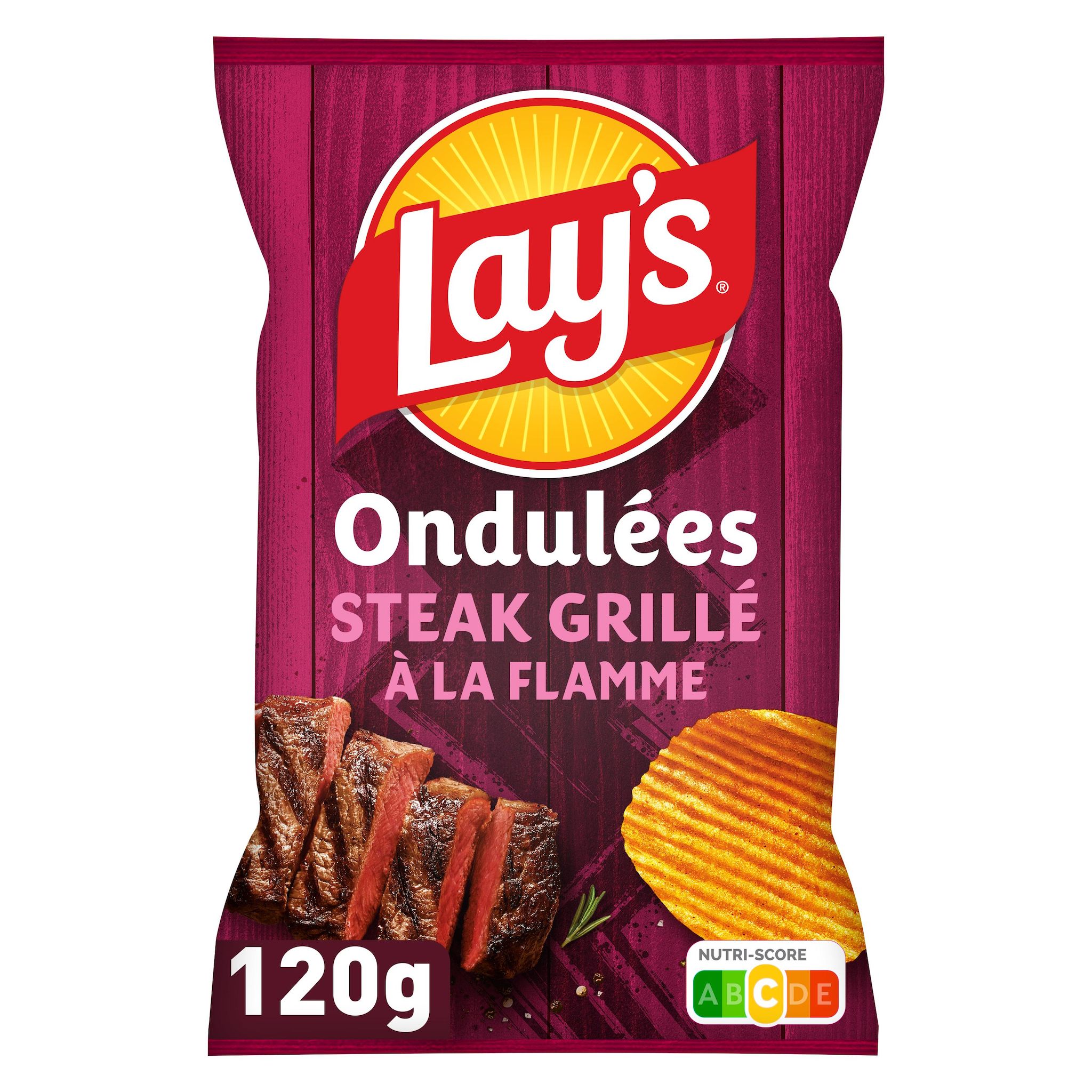 LAY'S Chips ondulées saveur steak grillé à la flamme 120g