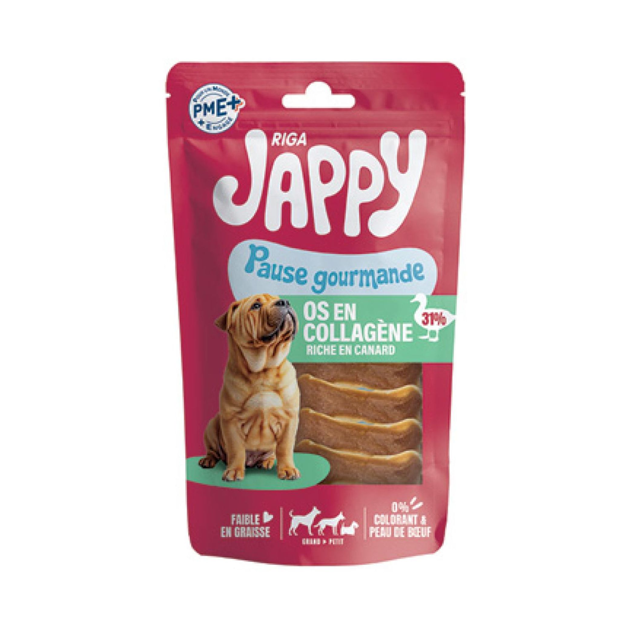 RIGA Jappy Friandises os en collagène au canard pour chien 70g